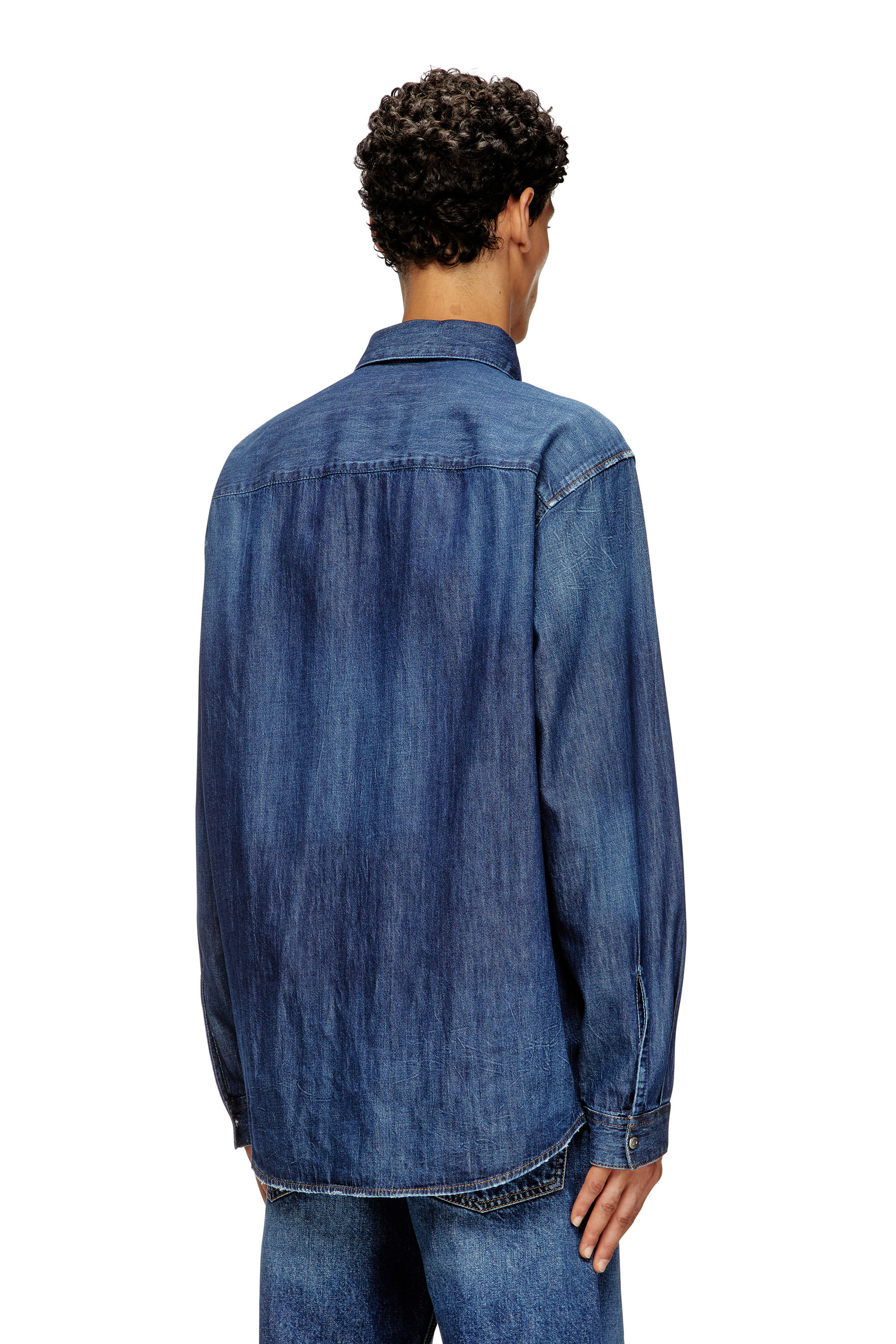 Diesel - D-SIMPLY, Herren Denimhemd mit gesticktem Logo in Mittelblau - 4
