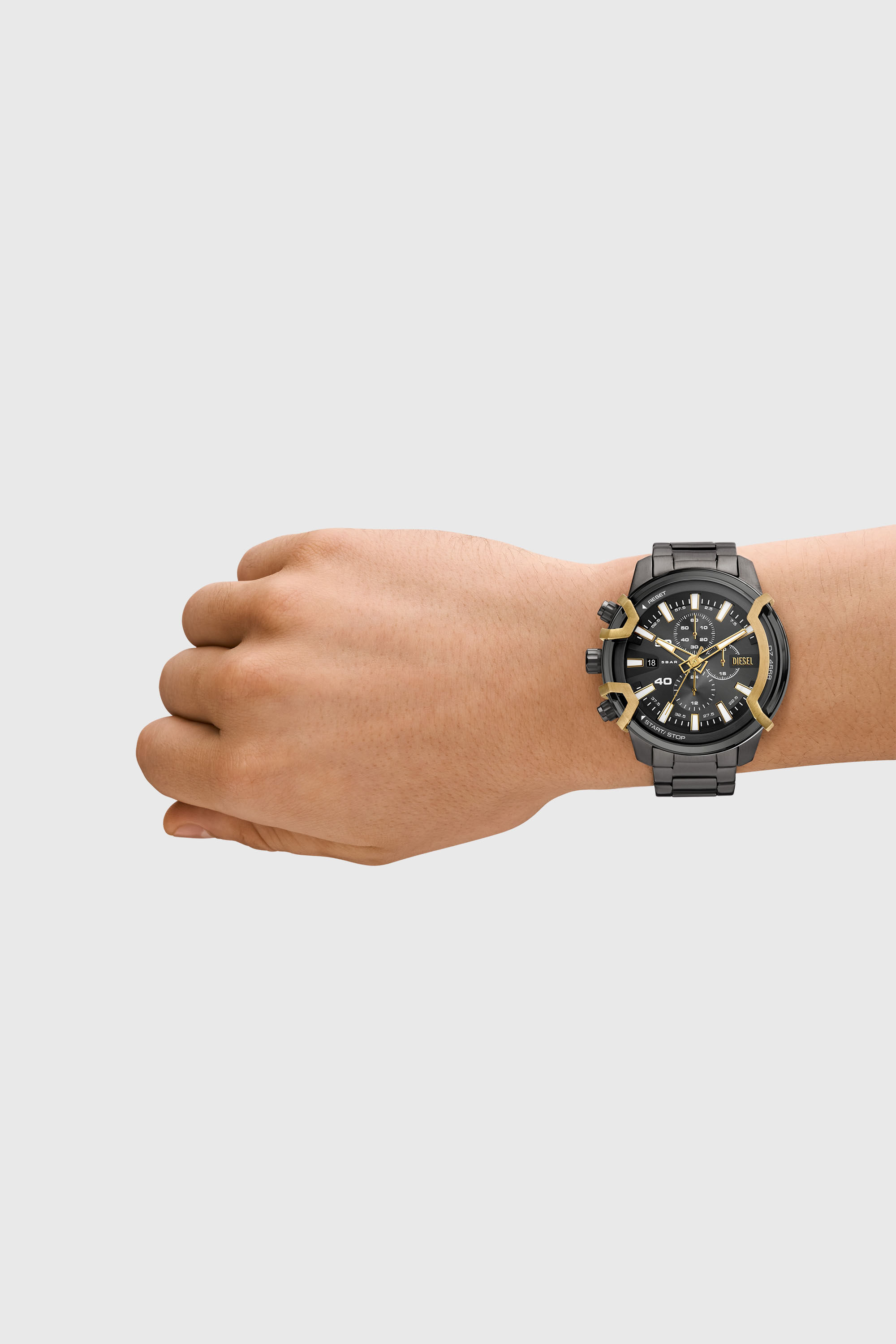 Diesel - DZ4668, Man's Griffed Two-Tone Stainless Steel Watch in Dark grey - 4