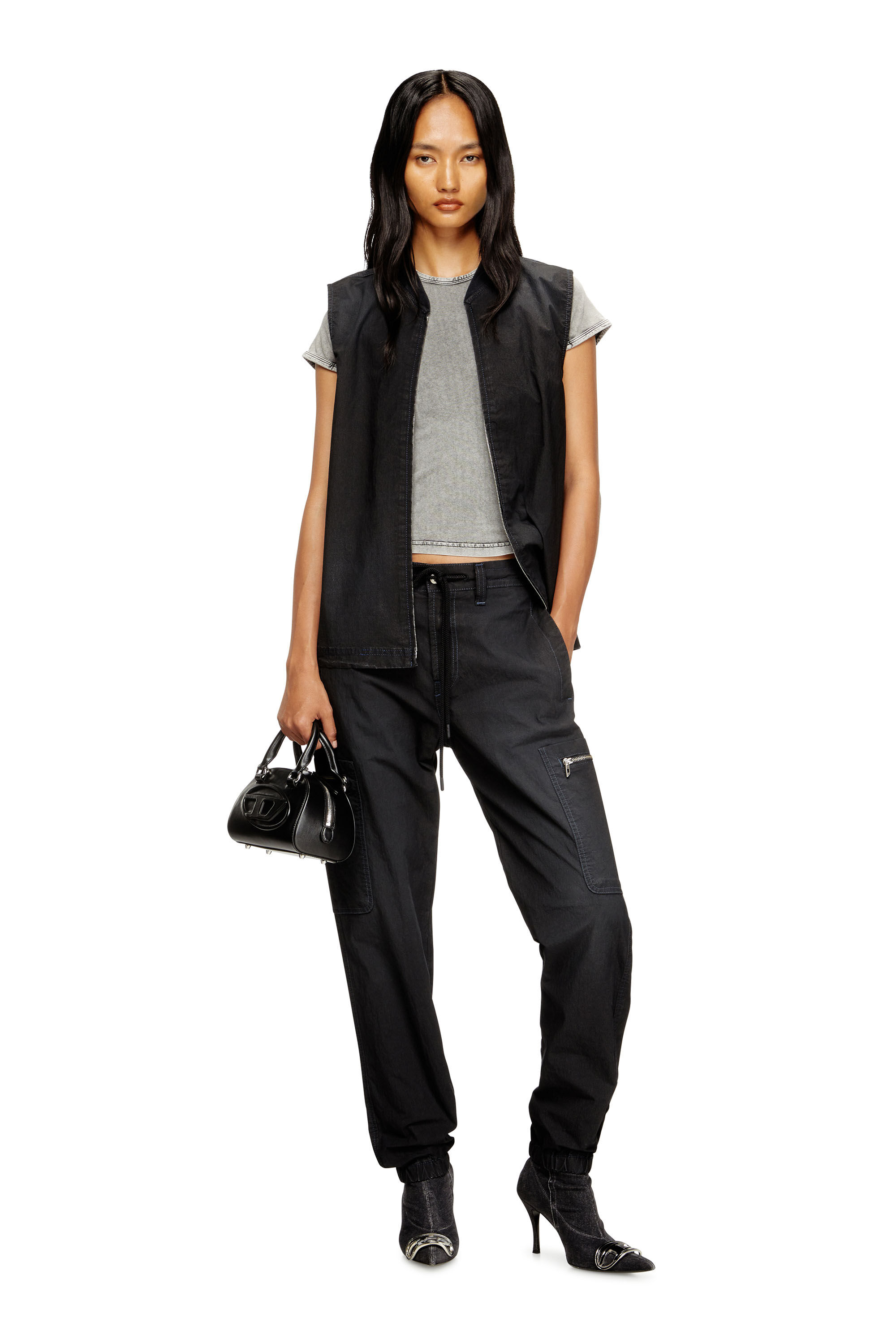 Diesel - D-SUND-D-N JOGG, Unisex Ärmellose technische Weste aus JoggJeans in Schwarz/Dunkelgrau - 6