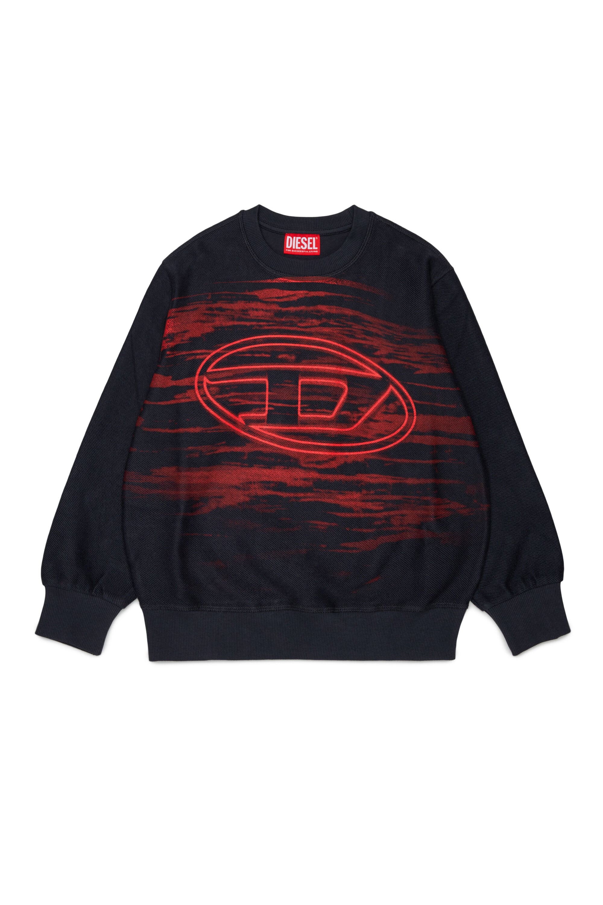 Diesel - SFRIT OVER, Herren Sweatshirt mit Streifen und Oval D Logo in Schwarz - 1