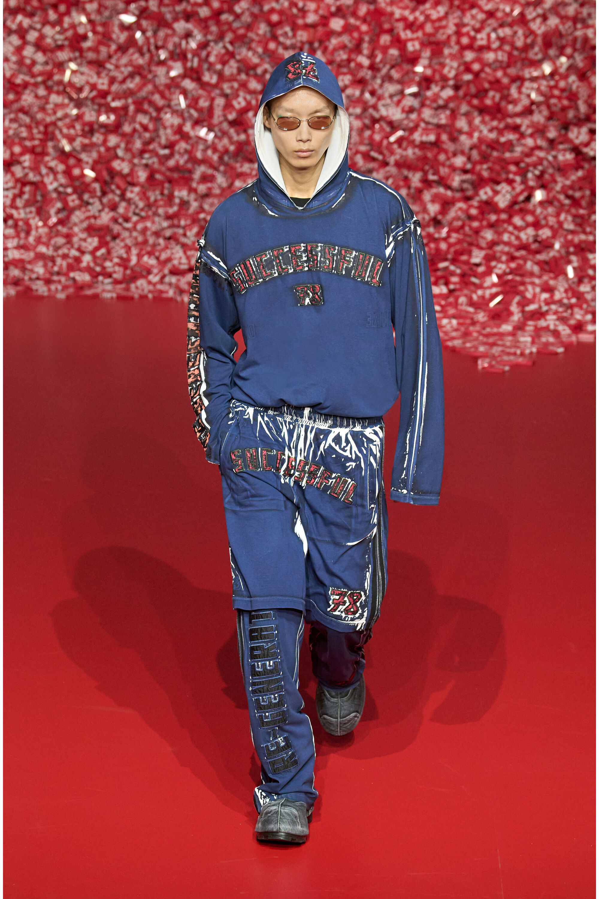 Diesel - P-ROWY-LONG, Herren Trackhose mit schattiertem Overprint in Dunkelblau - 5