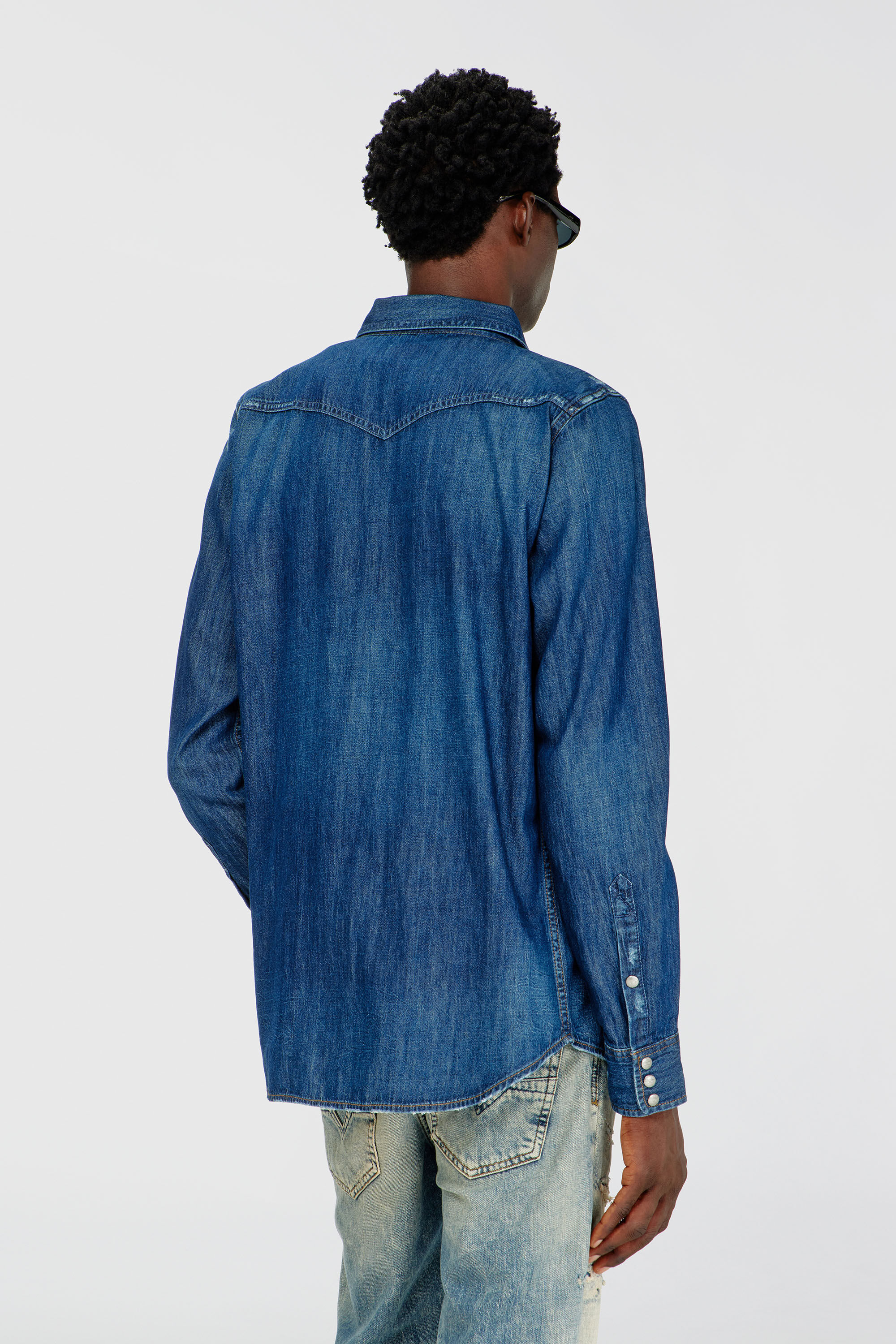 Diesel - D-VEGA, Herren Overshirt aus Denim in Dunkelblau - 4