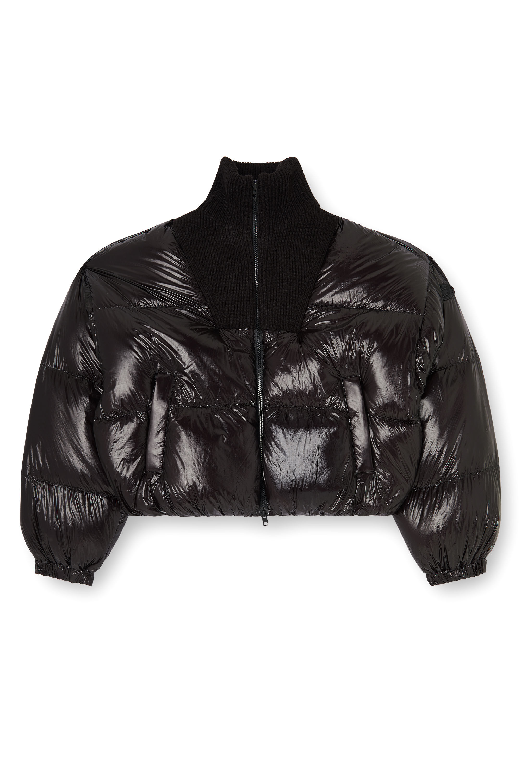 Diesel - W-ARRIOR, Damen Daunen-Steppjacke aus Ripstop mit Strickkragen in Schwarz - 2