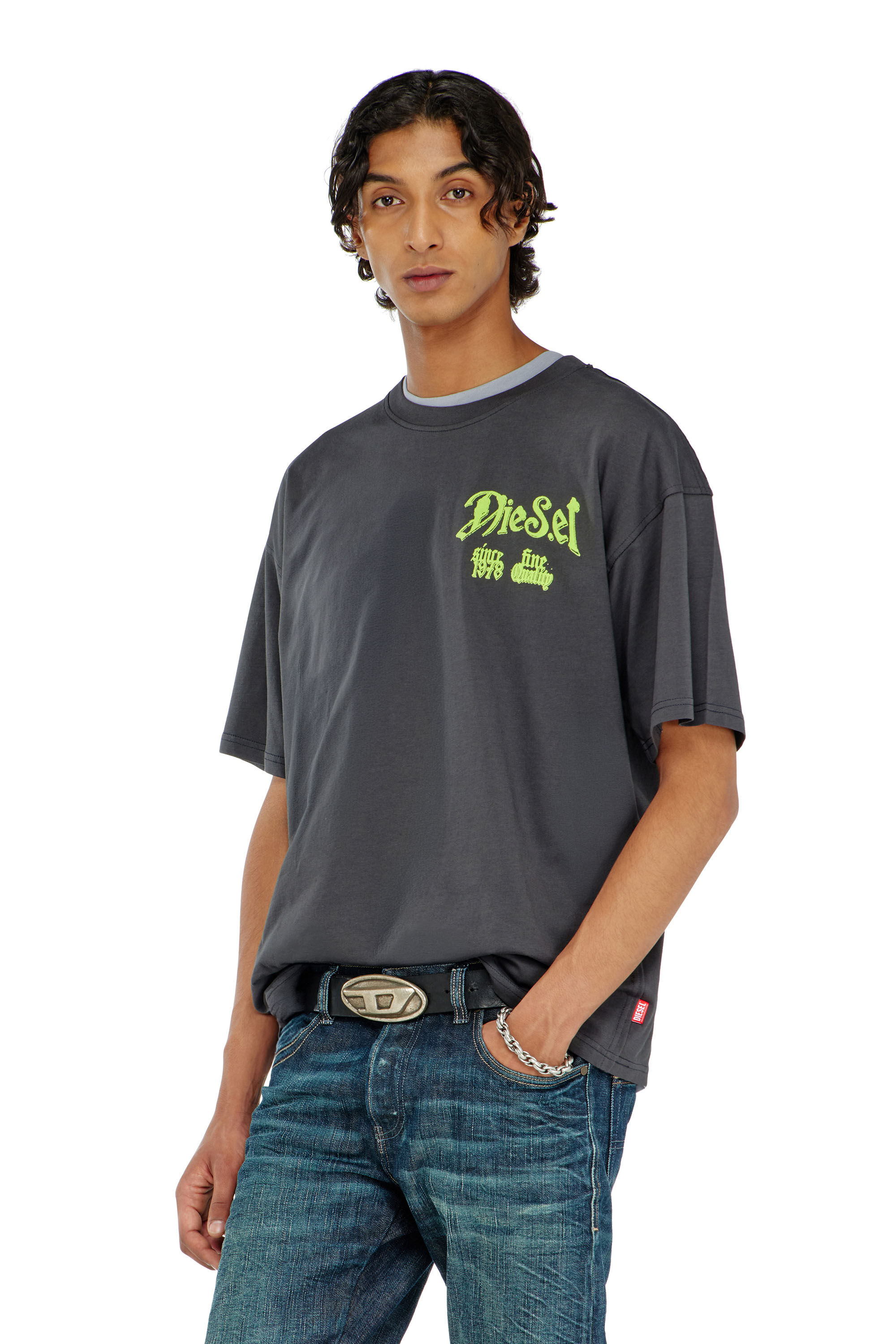 Diesel - T-BOXT-AA2, Herren Baumwoll-T-Shirt mit Flock-Print in null - 3