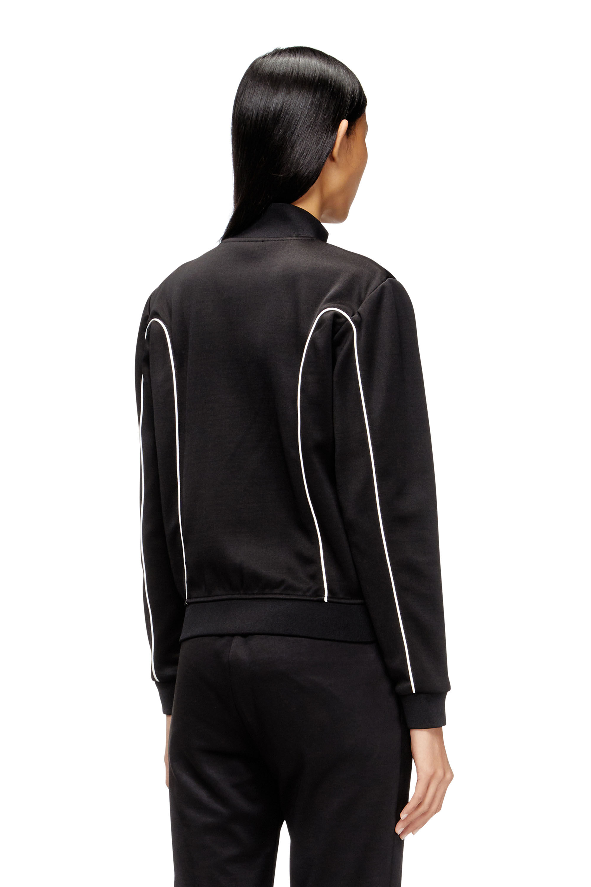 Diesel - F-LOCKING-OD, Damen Sweatjacke mit Kontrastpaspel in Schwarz/Weiss - 4