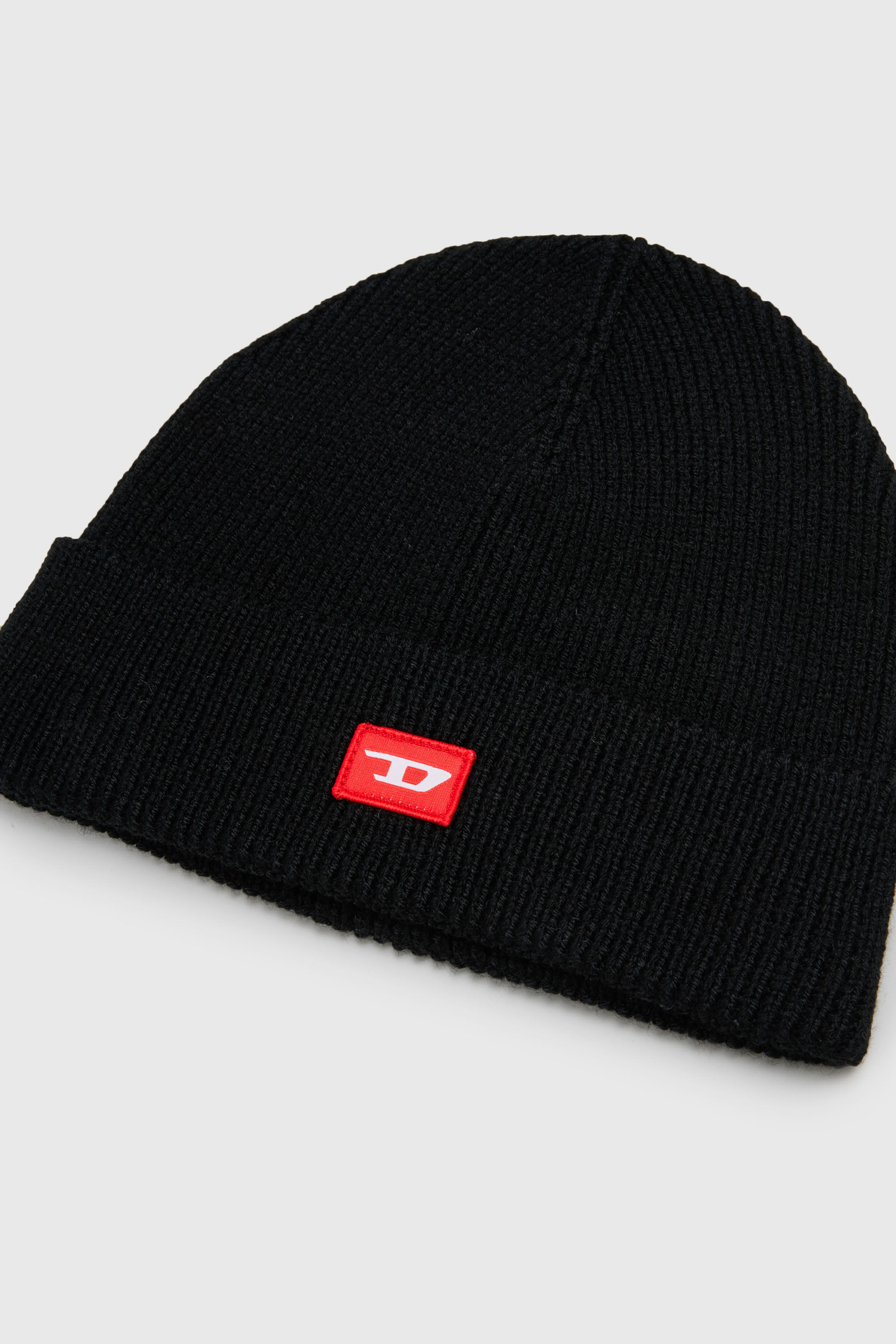 Diesel - FLOT, Unisex Beanie aus Wollmischung mit D Logo Patch in Schwarz - 3