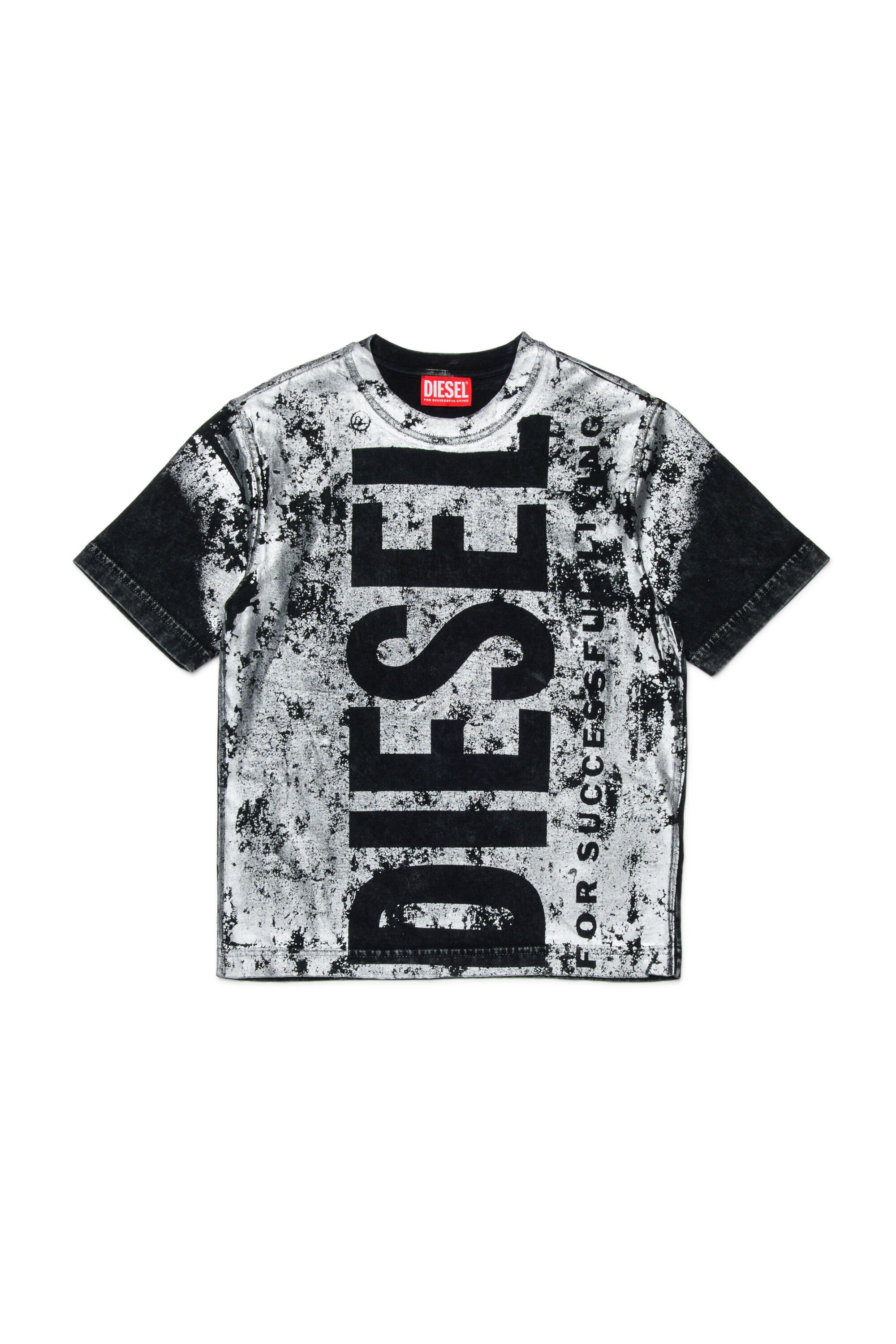 Diesel - TABOXTAR2 OVER, Herren T-Shirt mit Print in Kreide-Optik in Schwarz - 1