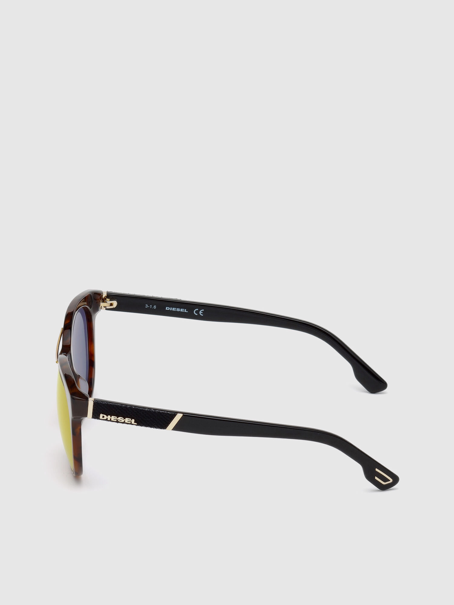 Diesel - DL0213, Damen Sonnenbrille mit Denim- und Metalldetails in Braun - 3