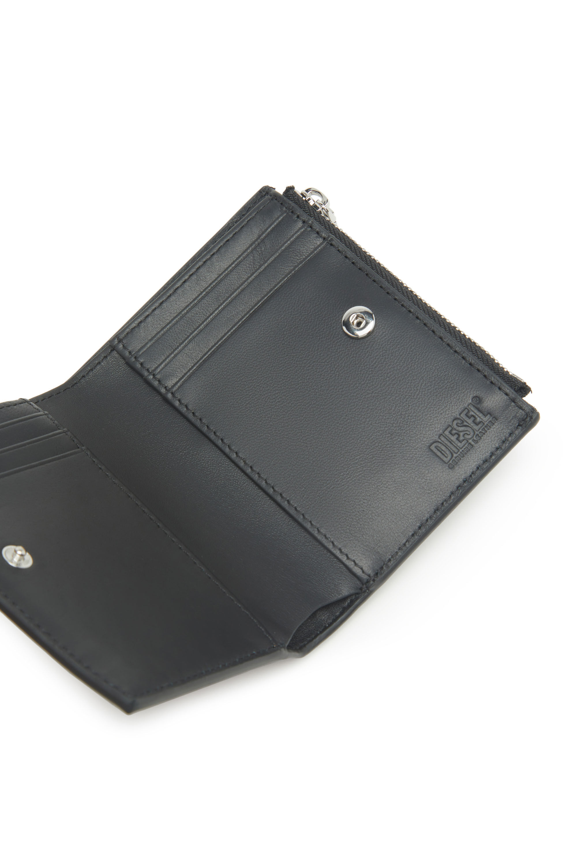 Diesel - BI-FOLD ZIP, Unisex Kleines Portemonnaie aus Leder mit Logo-Prägung in Schwarz - 3