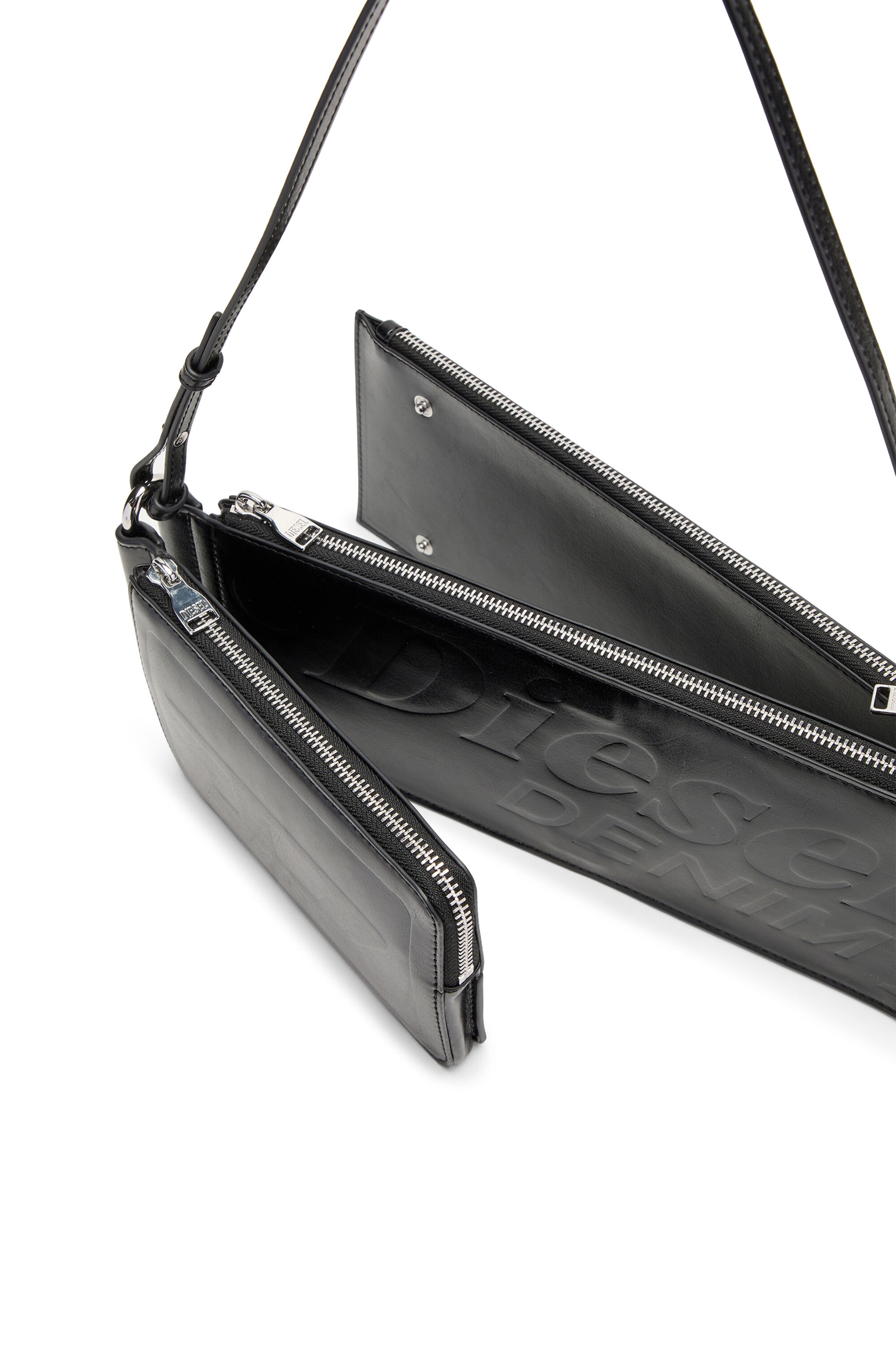 Diesel - FLAG-D SHOULDER BAG X, Unisex Flag-D-Modular Schultertasche mit gepr&auml;gtem Logo in Schwarz - 5