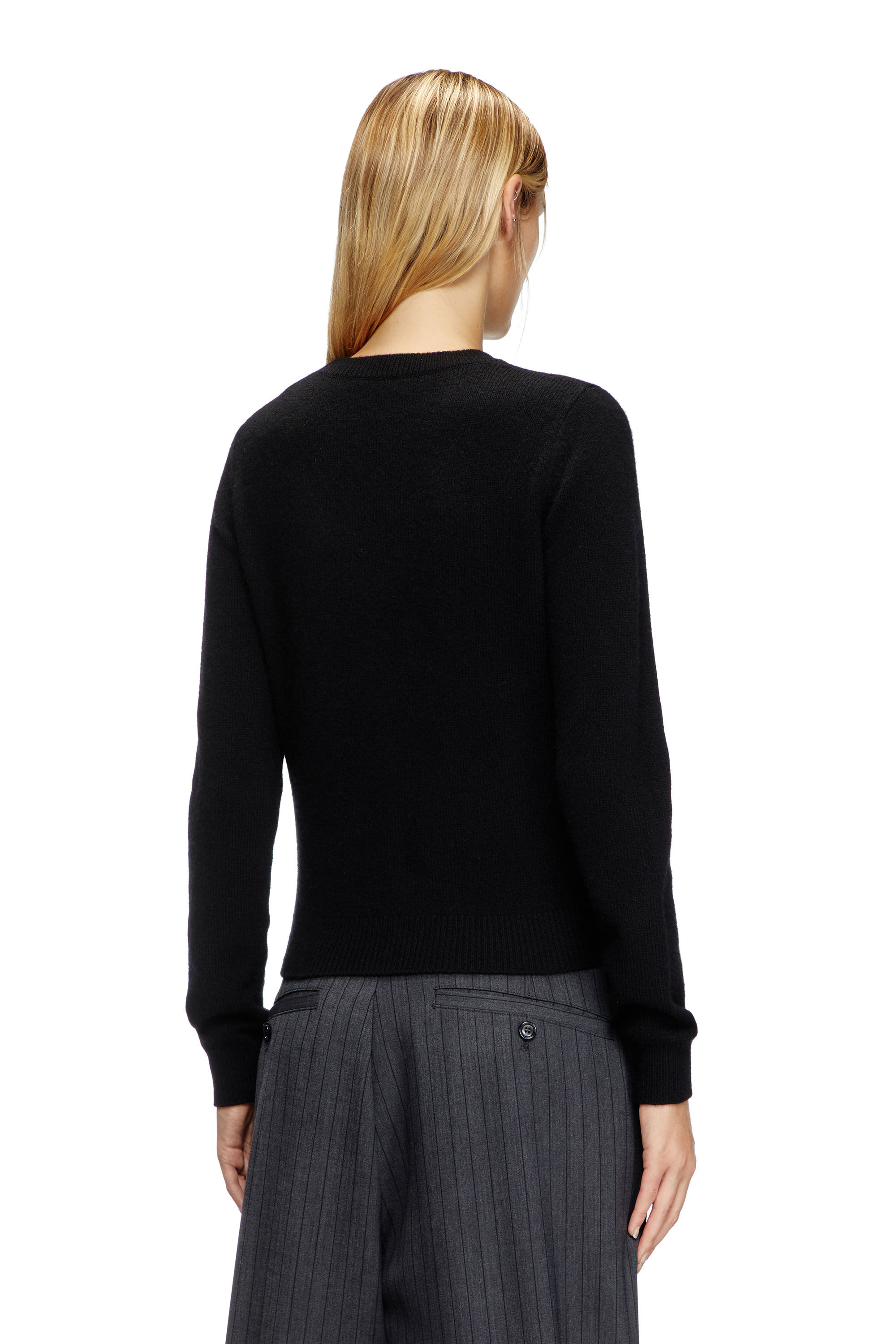 Diesel - M-AREESA-SLIM, Damen Pullover aus Kaschmir-Mischgewebe mit Cut-out-Logo in Schwarz - 4