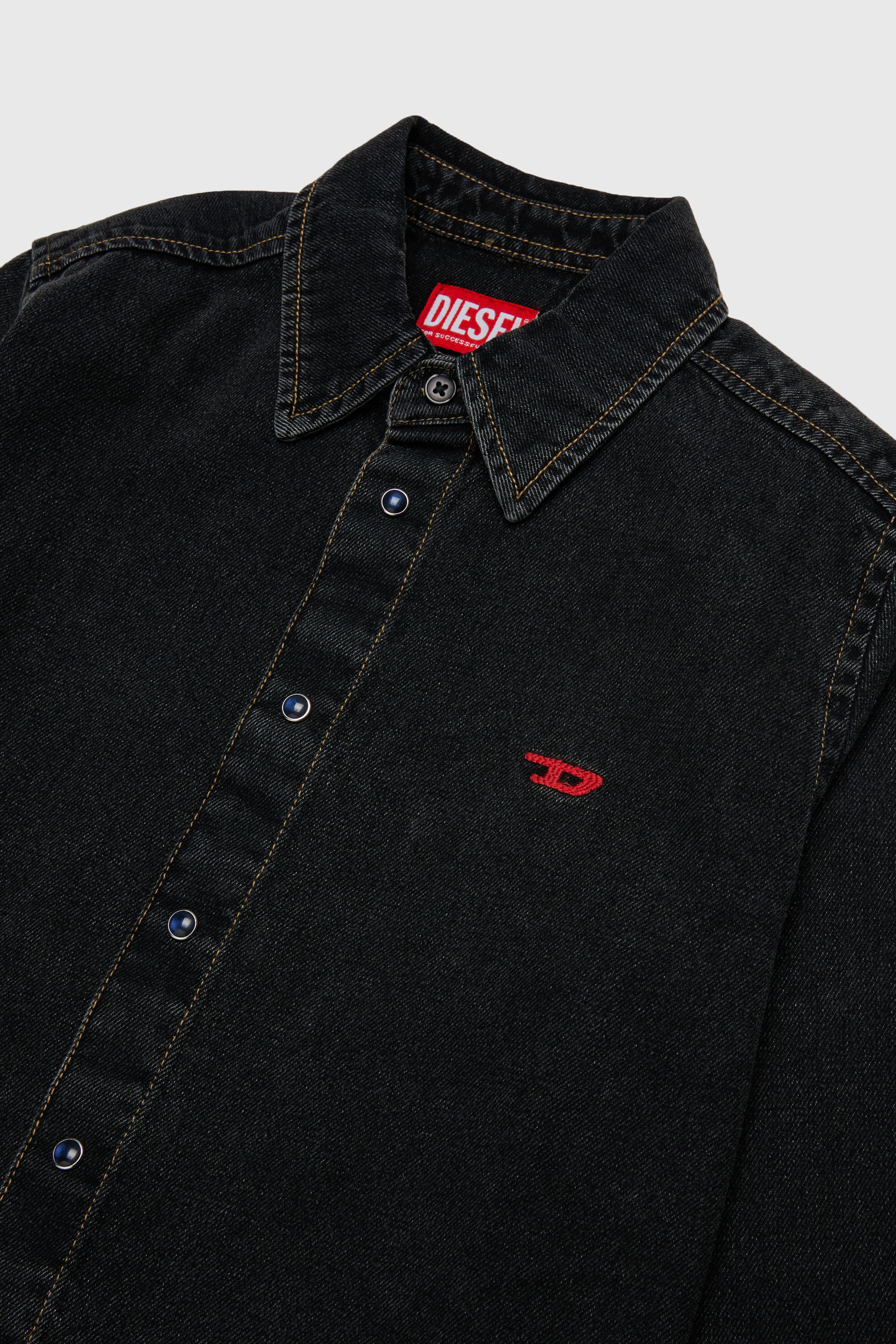 Diesel - CSIMPLY-OVER, Herren Denimhemd mit D-Logo-Stickerei in Schwarz/Dunkelgrau - 3