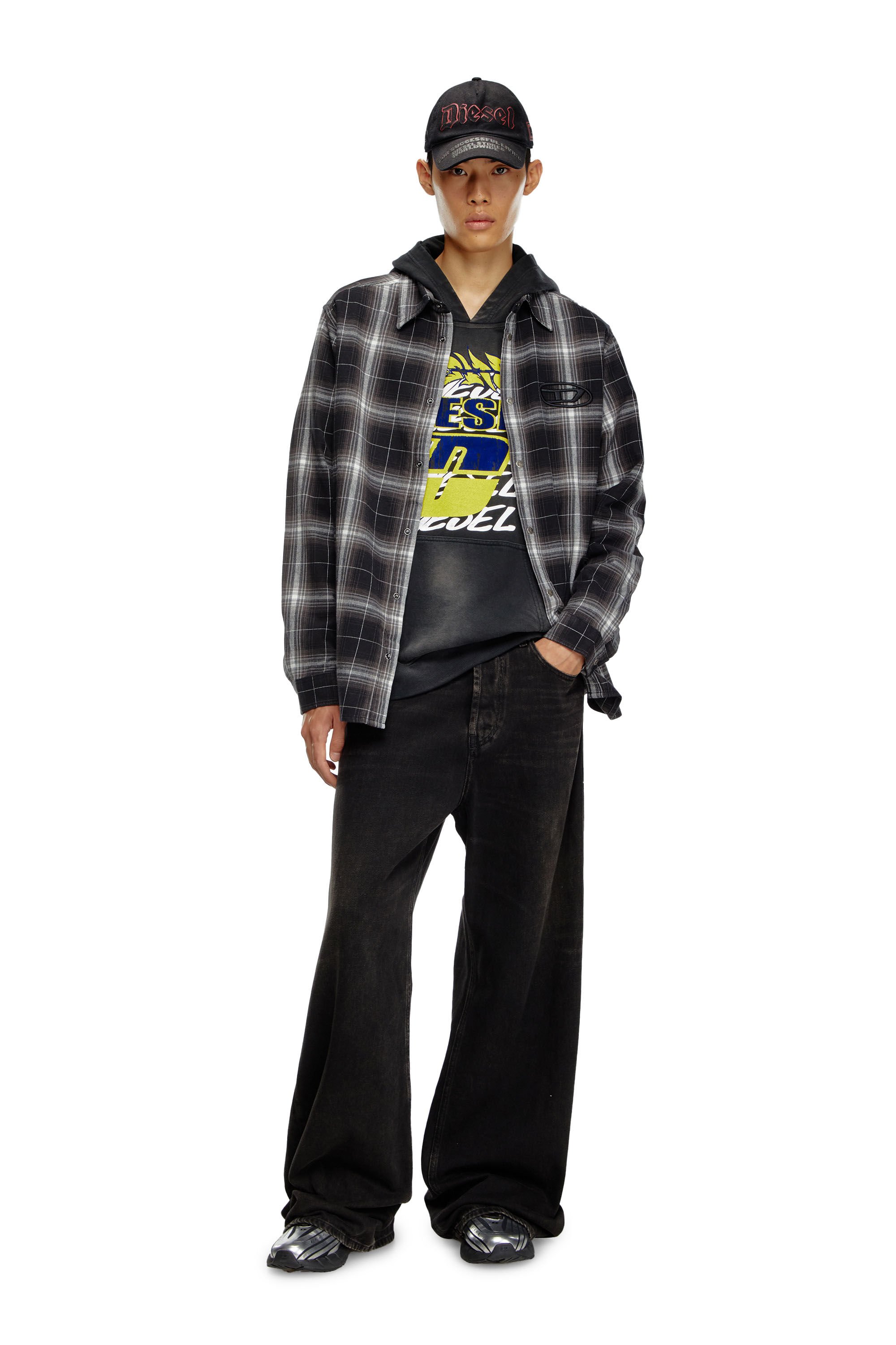 Diesel - S-SIMPLY-A, Man Check flannel shirt in Black - Image 1