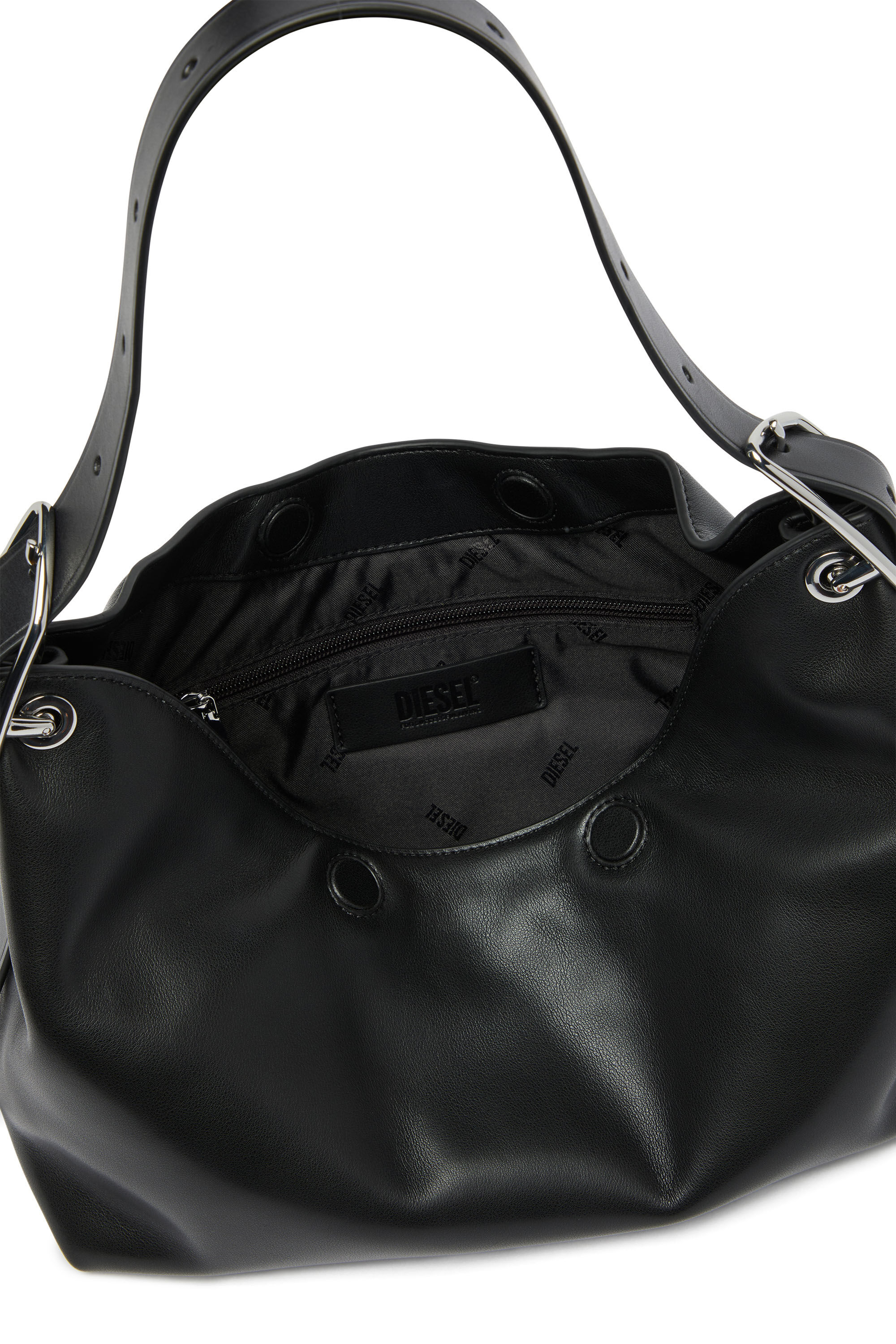 Diesel - D-LINE HOBO S, Damen D-Line-Leder-Schultertasche in Schwarz - 6