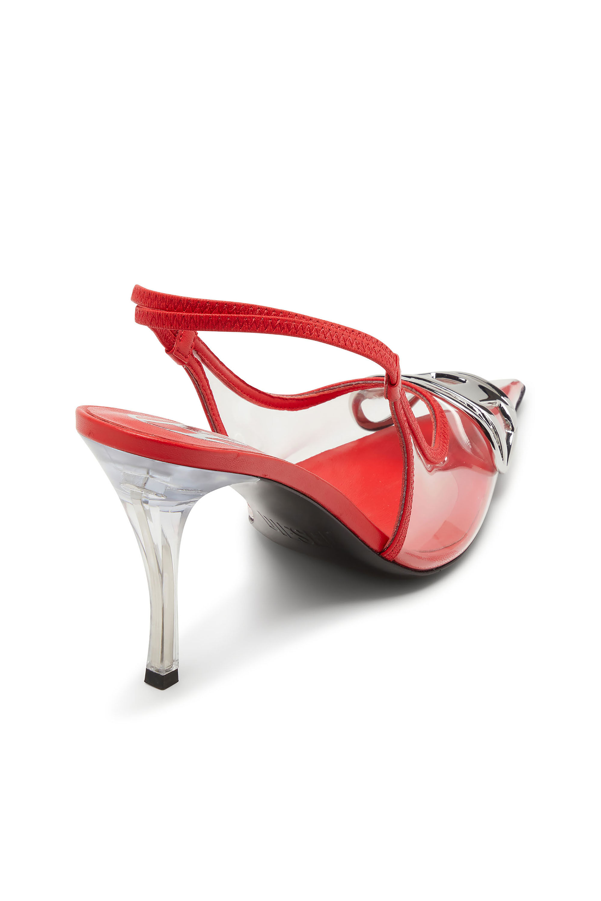 Diesel - D-VENUS SB, Damen D-Venus-Lederslingbackpumps mit transparentem Einsatz in Rot - 4
