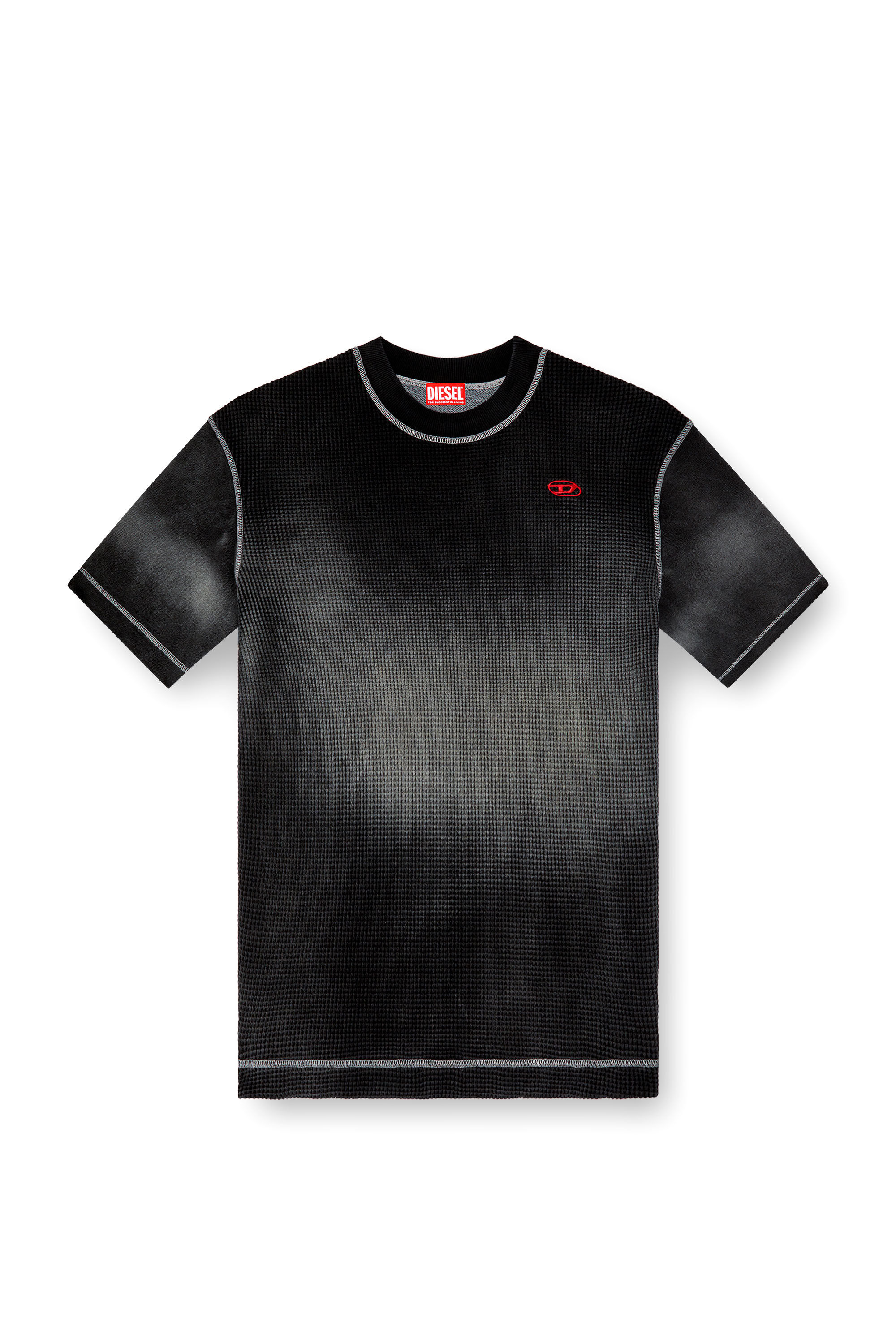 ◆DIESEL◆ S Wafficol Sweatshirt Black A161020TKAA02 A161020 Men's Waffle and jersey half-sleeve sweatshirt | Black | Diesel