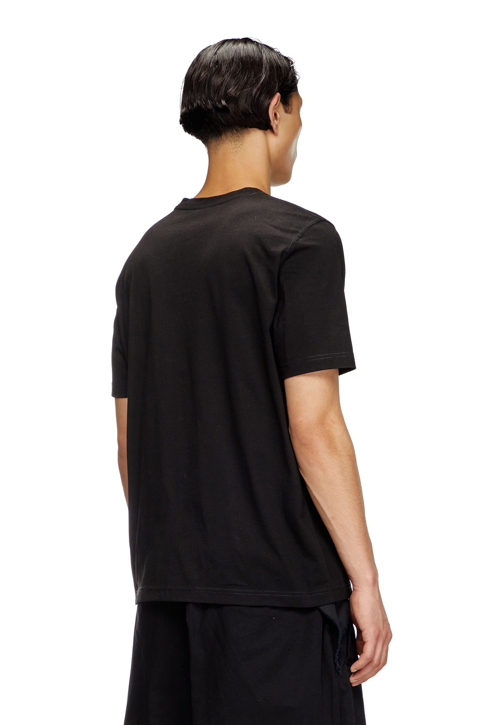 Men's T-shirt with puff-print logo | Black | Diesel