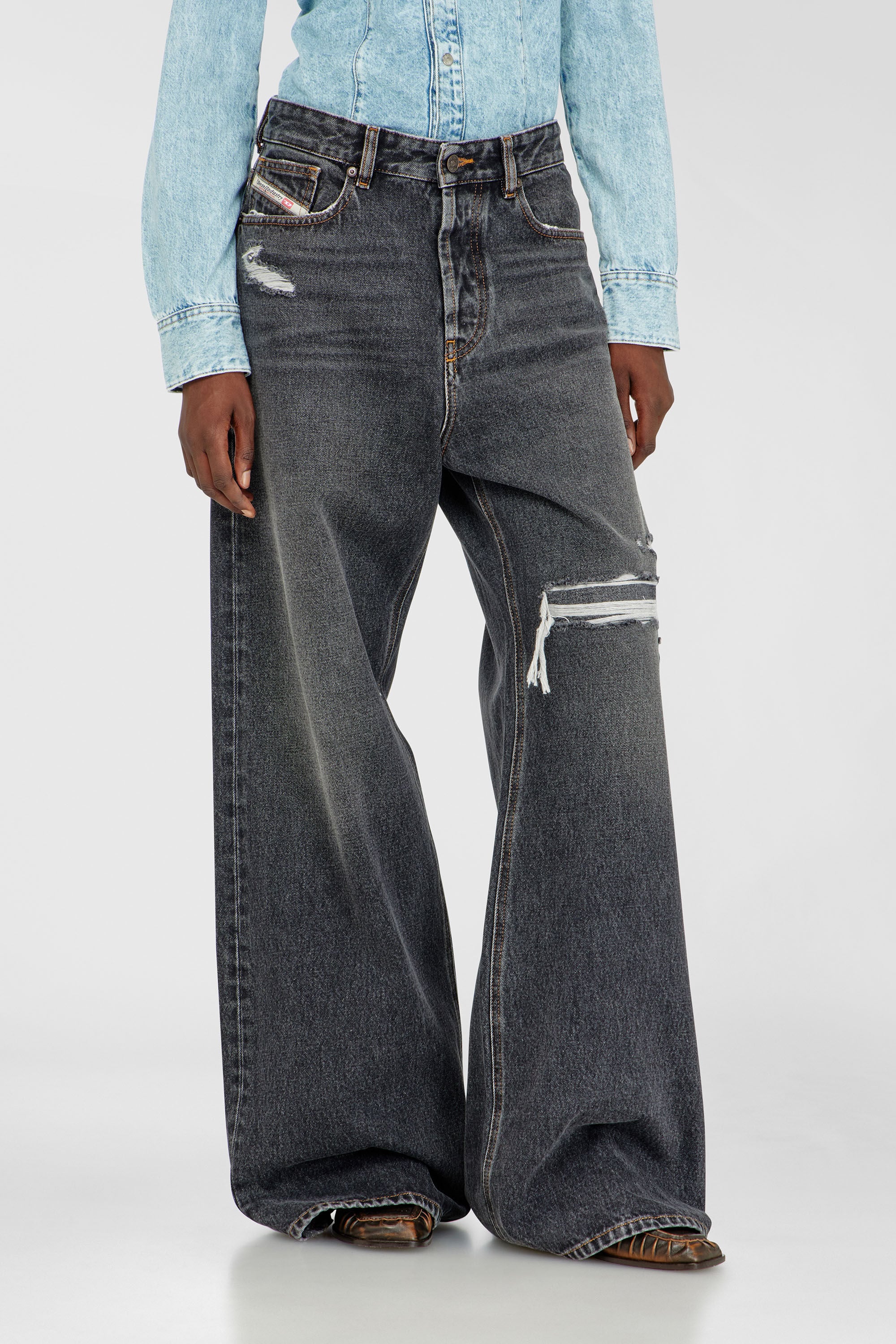Diesel - Unisex Relaxed Jeans 1996 D-Sire 007F6, Schwarz/Dunkelgrau - 4