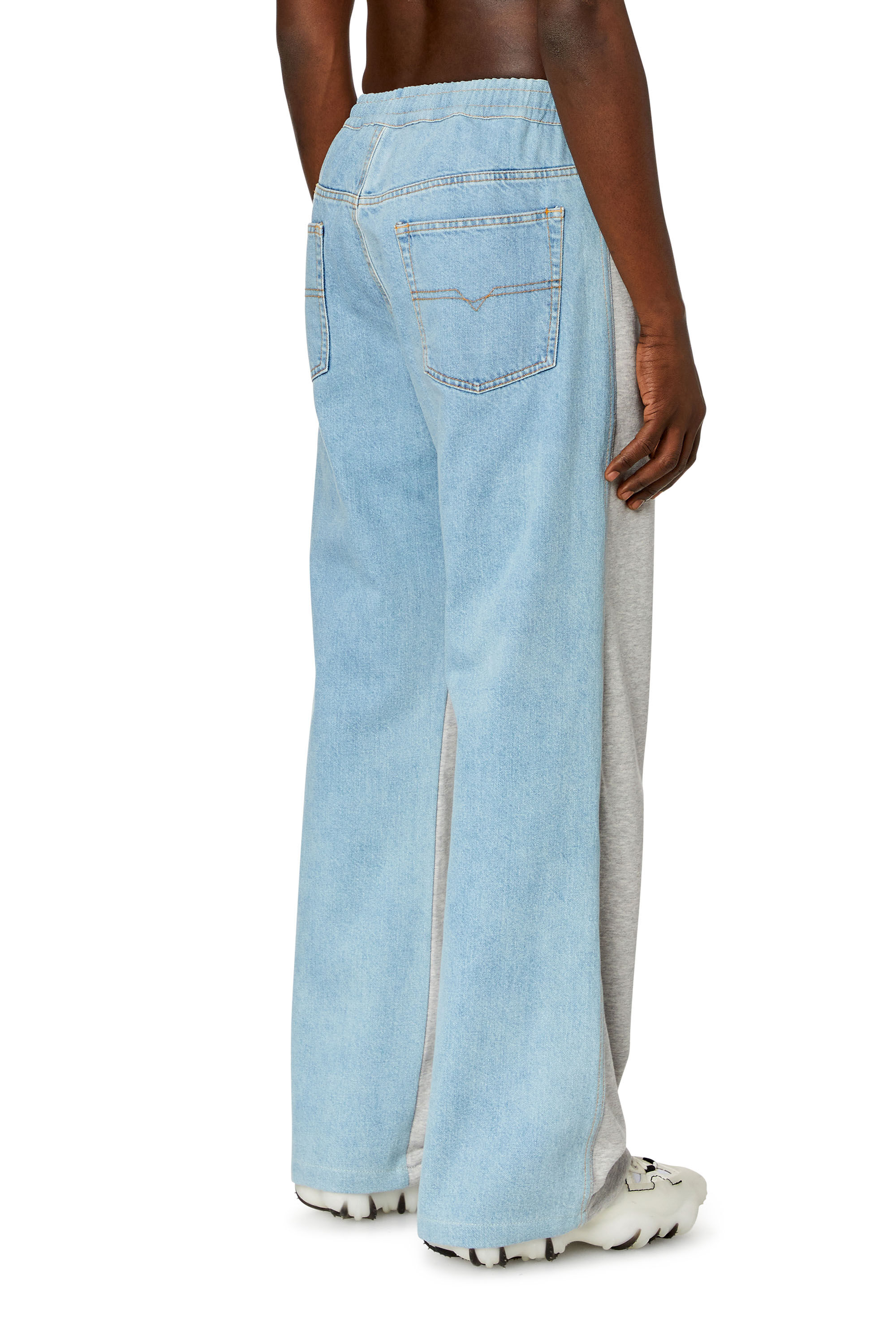 Diesel - P-SOL-DEN, Man's Sweatpants in melange cotton and denim in Blue/Grey - 3