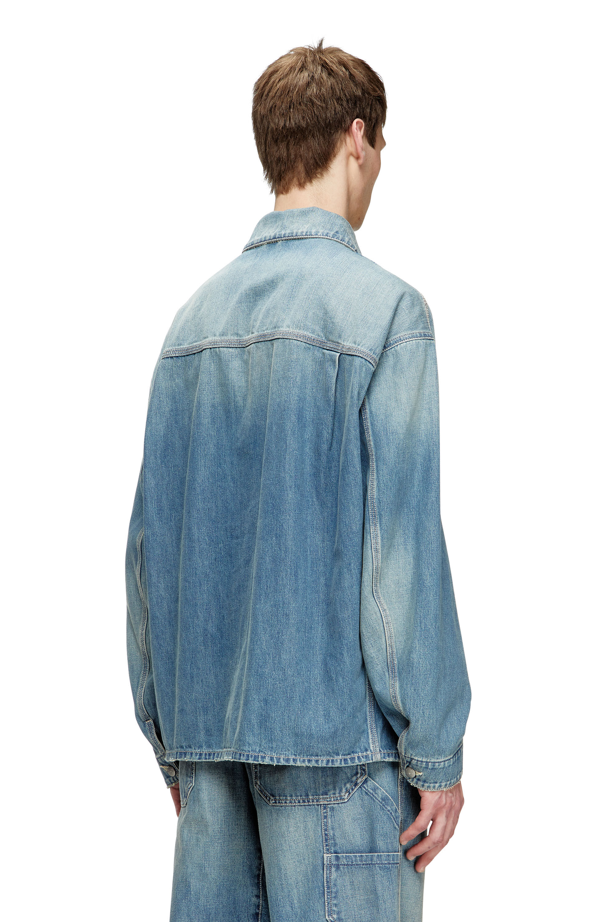 Diesel - D-STACK-U, Unisex Utility-Jacke aus Denim in Mittelblau - 4
