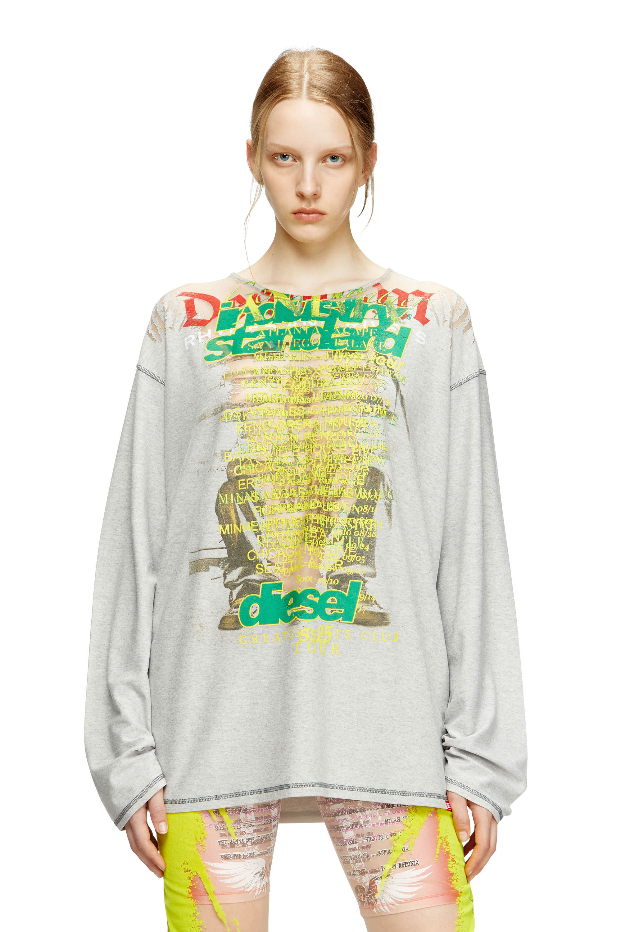 Diesel - T-JERRY-B, Unisex Langarm-T-Shirt mit Text-Print in Grau - 6