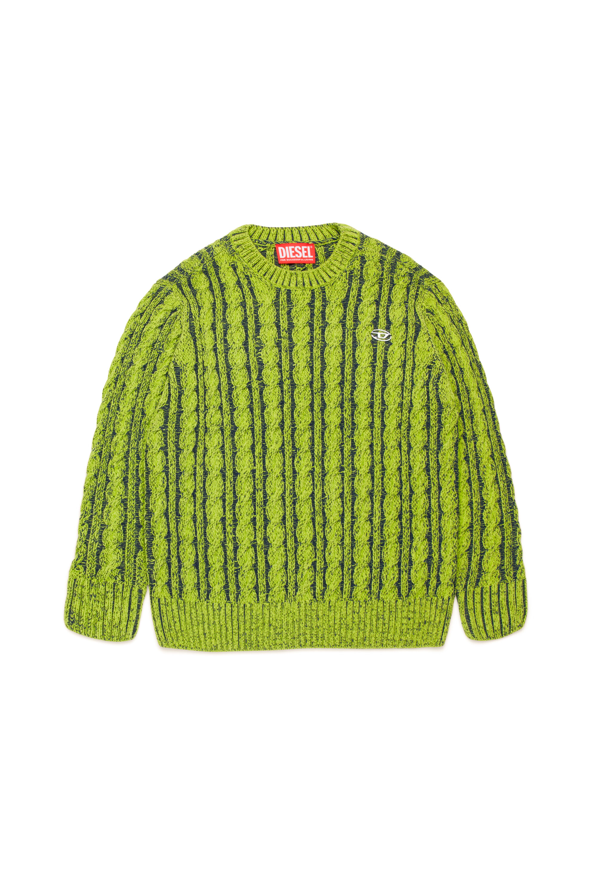 Diesel - KMOXIA OVER, Unisex Cable-knit jumper in two-tone yarn in Green - Image 1