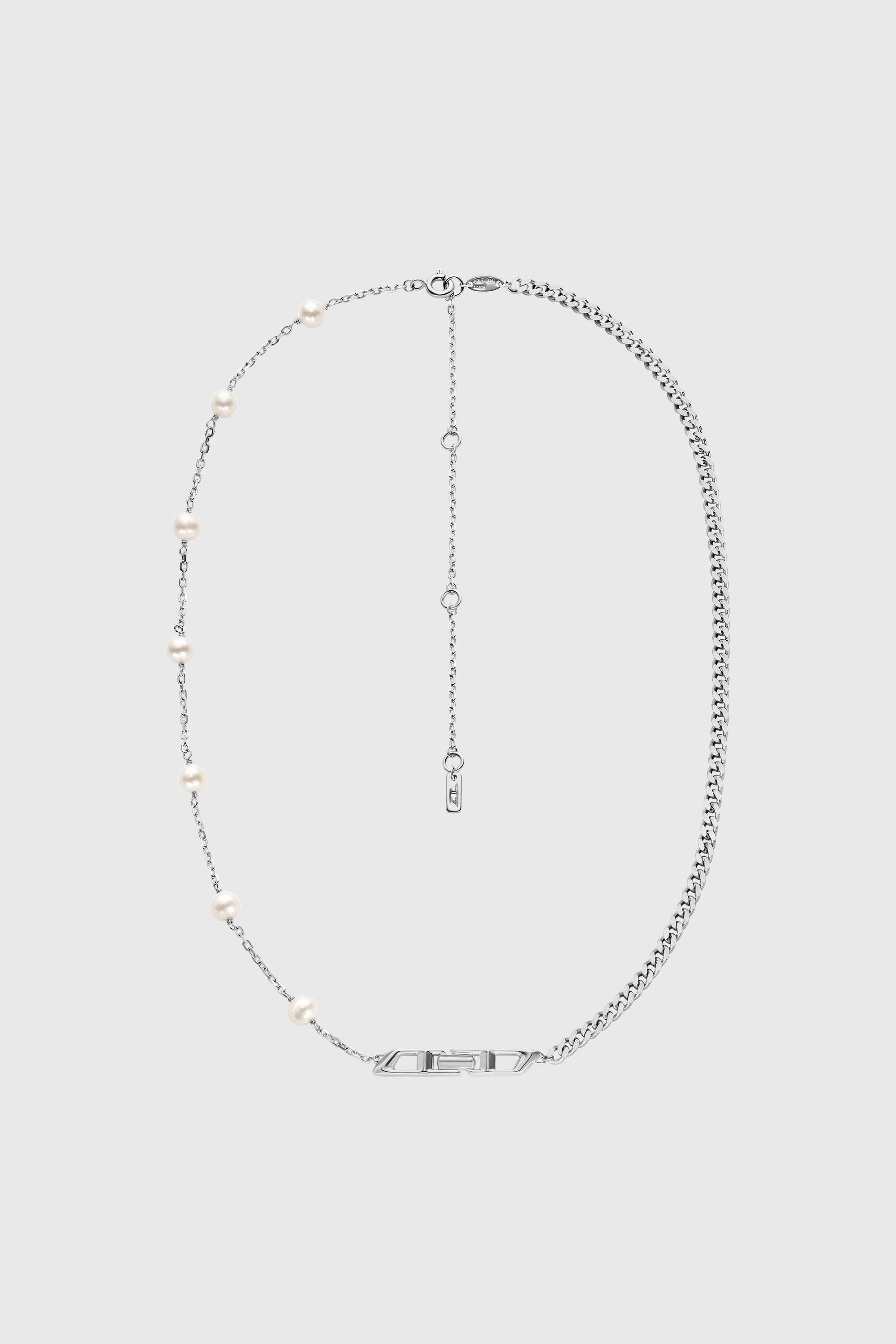 Diesel - DL1373040, Unisex Kettenhalskette aus Sterlingsilber mit Perlen in Silber - 1