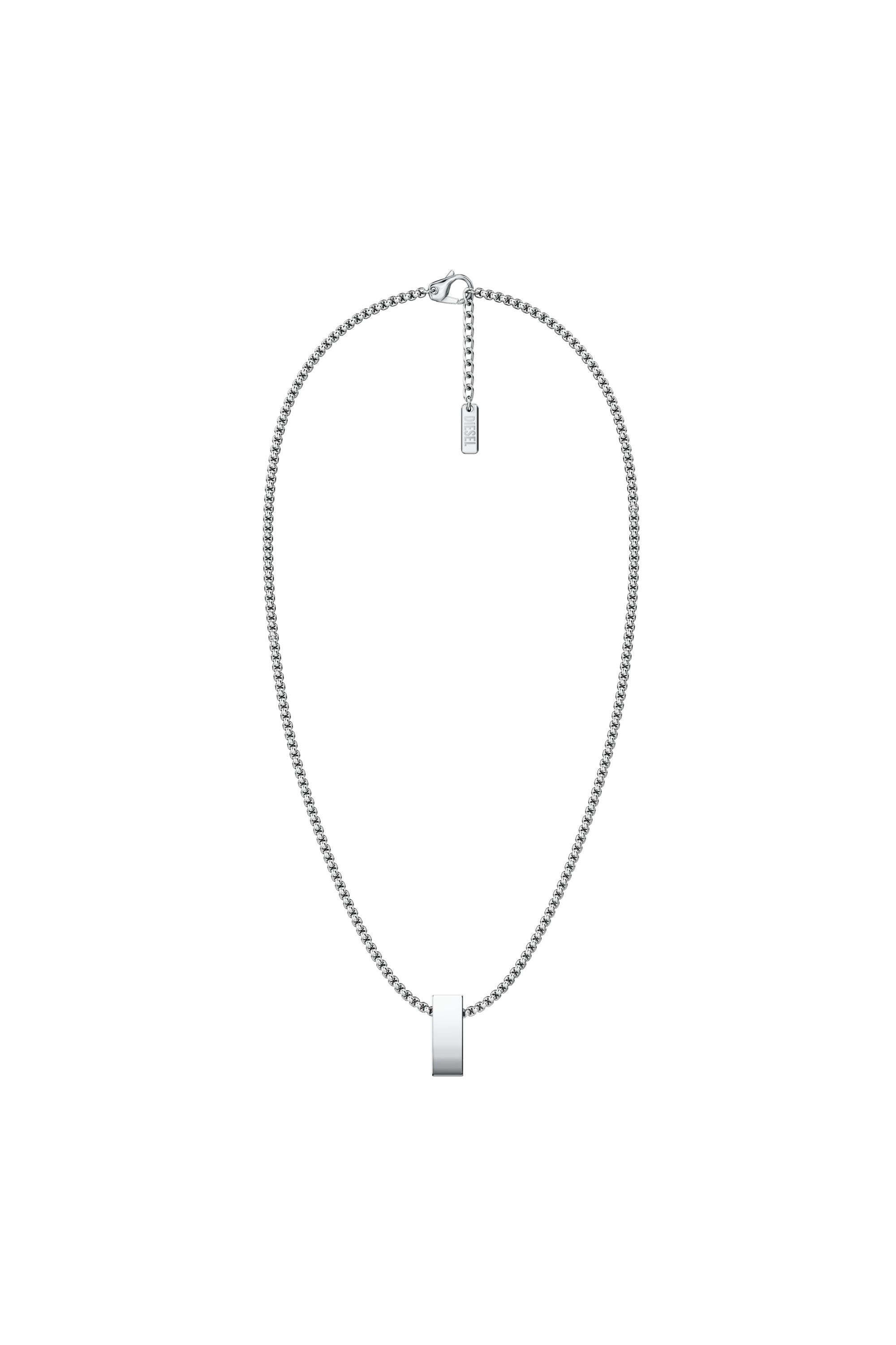 Diesel - DX1689040 JEWELLERY, Unisex Anh&auml;nger-Halskette aus Edelstahl in Silber/Rot - 1