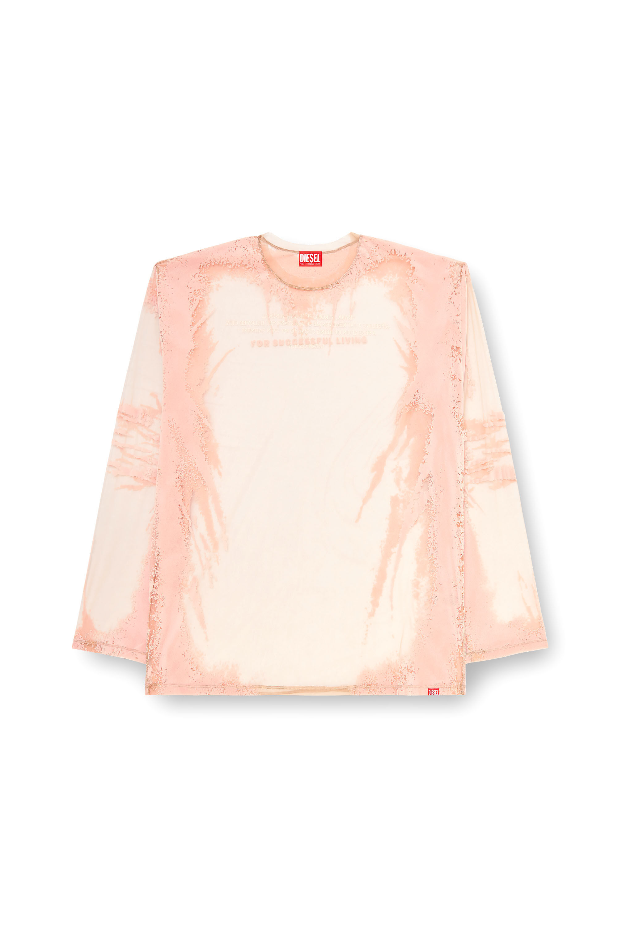 Diesel - T-HASSAN-LS-A, Unisex Langarm-T-Shirt aus Nylon mit Text-Print in Rosa - 2