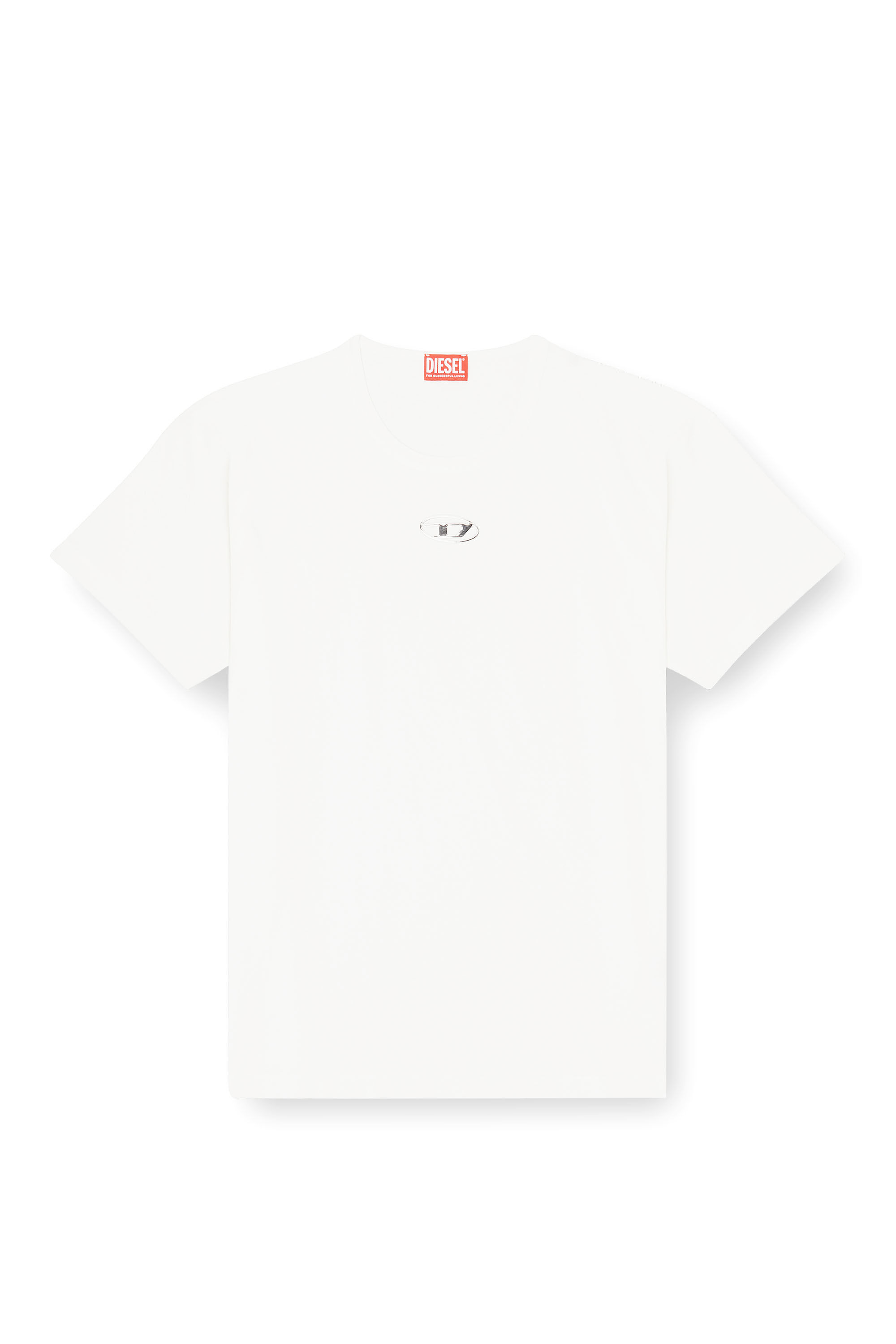 Diesel - T-NORM-IOD, Herren Leichtes Baumwoll-T-Shirt mit metallischem ovalem D-Logo in Wei&szlig; - 2