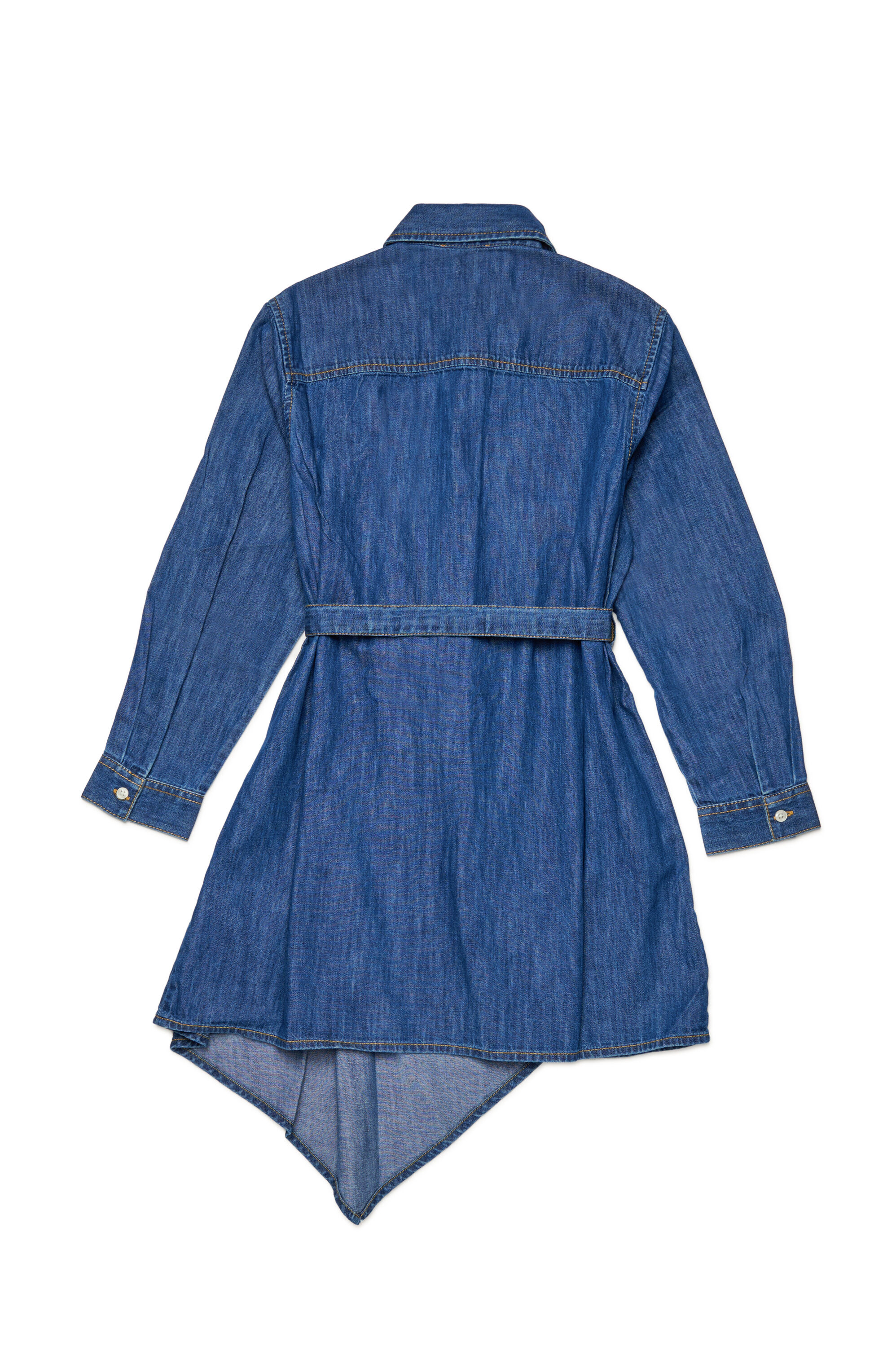 Diesel - DETRISS, Woman Denim shirt dress with asymmetric hem in Blue - Image 2