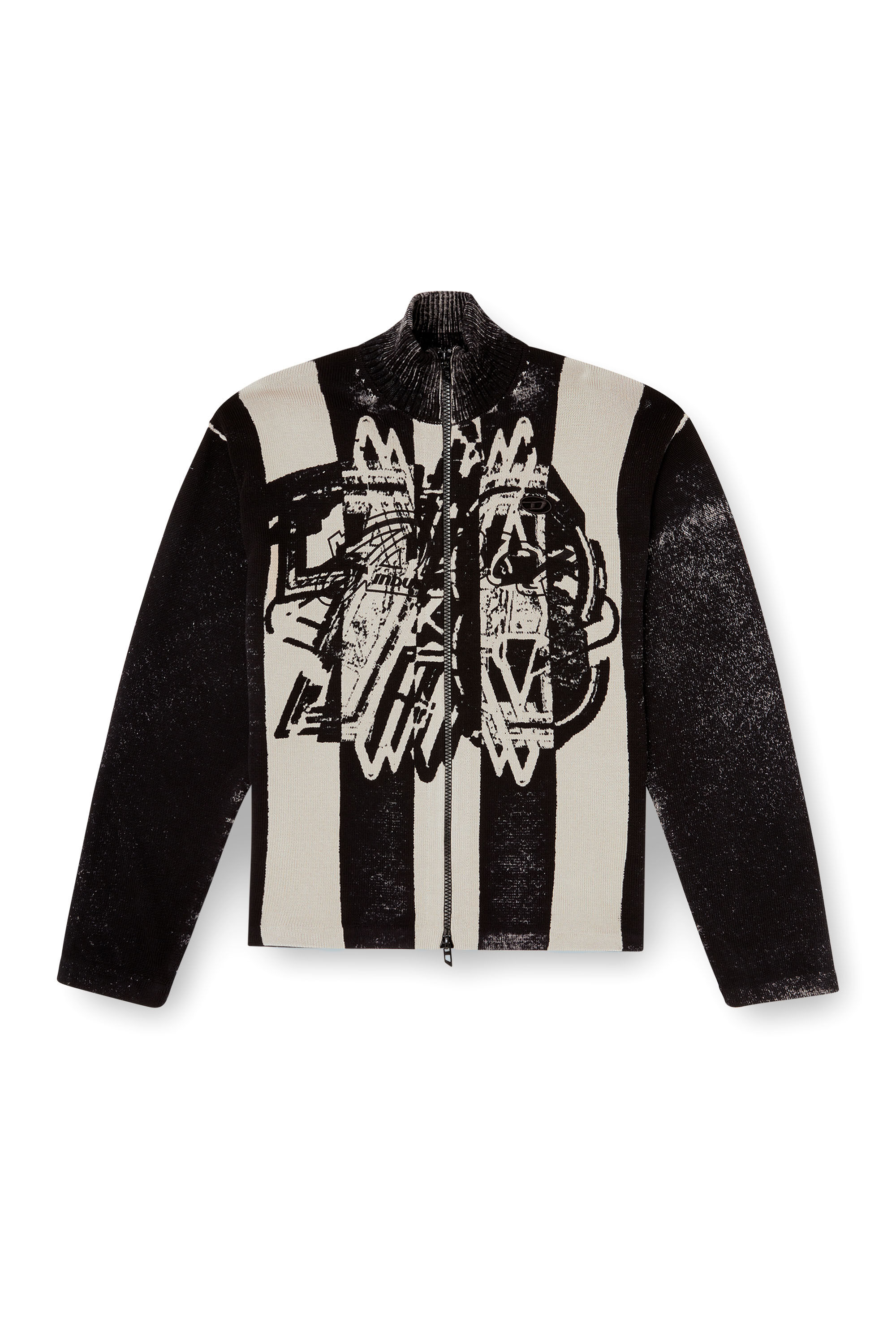 Diesel - K-OLIBA-JKT, Herren Gestreifter Reißverschluss-Cardigan mit Innen-Print in null - 2