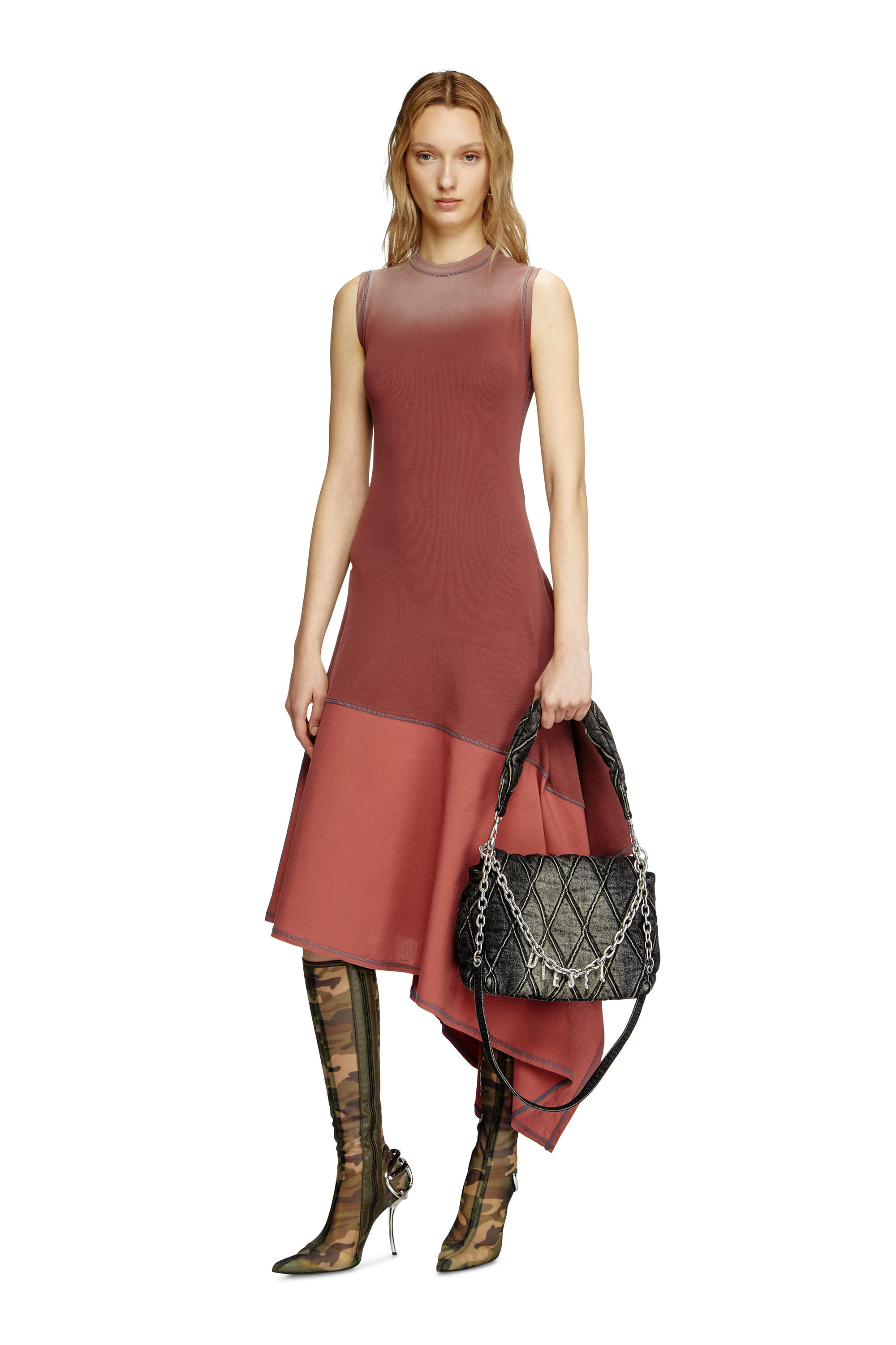 Diesel - D-ELICY, Damen Asymmetrisches ärmelloses Kleid in Rosa - 3