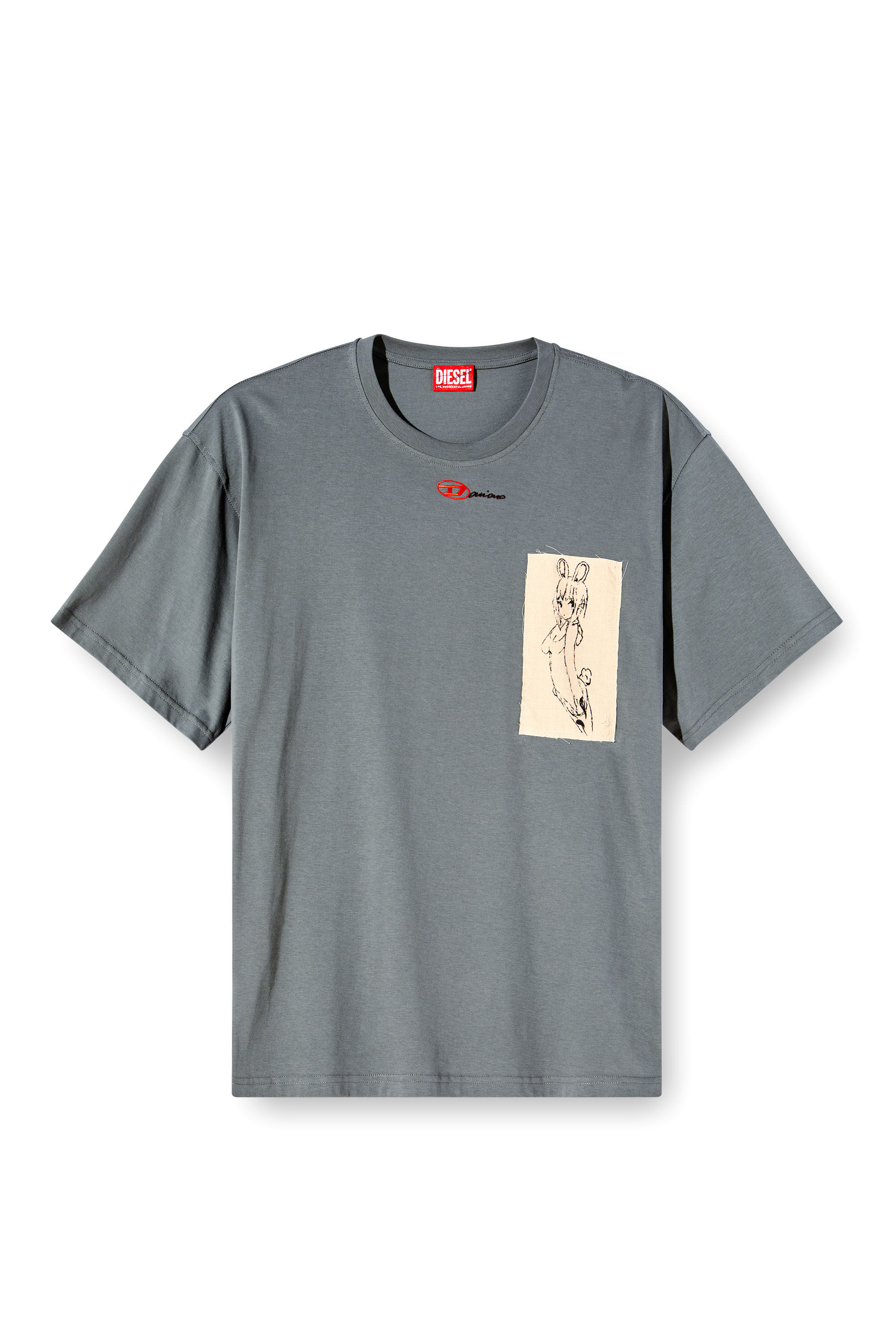 Diesel - T-BOXT-1P-DD, Unisex T-Shirt mit Tattoo-Patches in Grau - 2