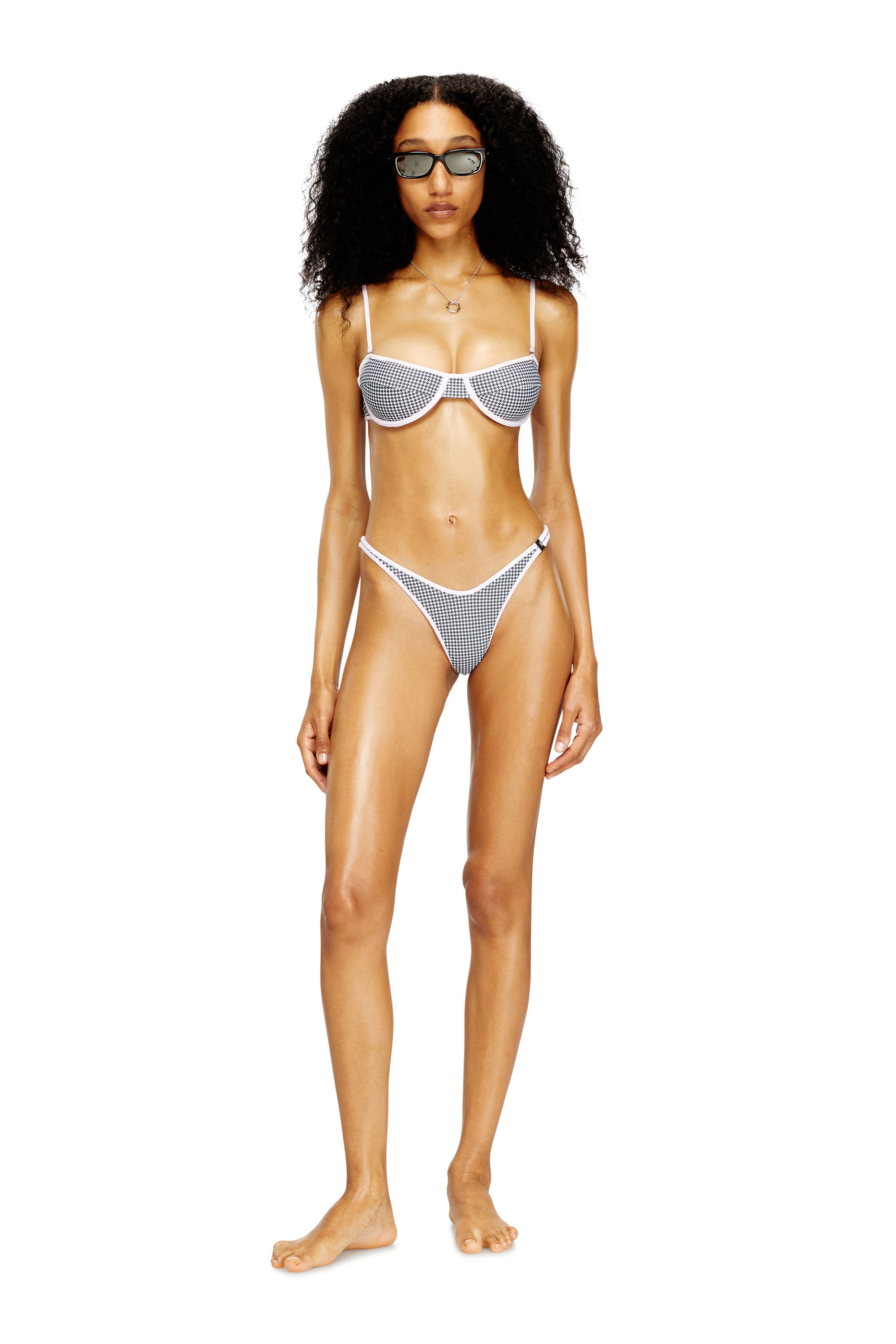 Diesel - MICRO-PUNCHY-D-CORE, Damen Bikini-Slips mit Hahnentrittmuster in Grau - 2