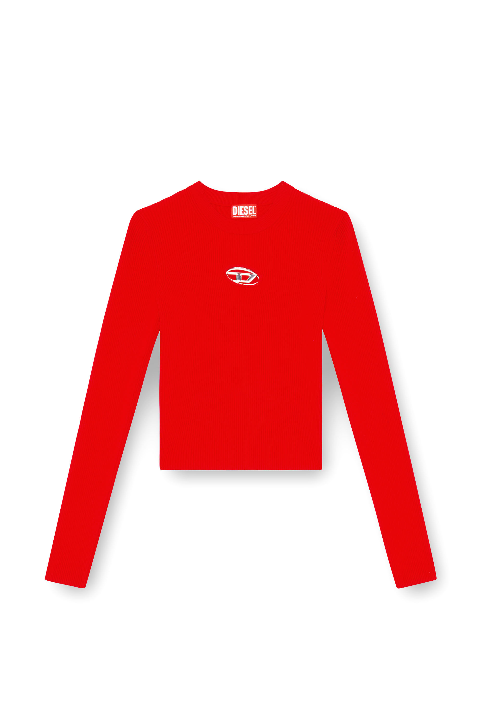 Diesel - M-VALARI, Damen Rippstrick-Top aus einer Viskosemischung mit Oval D in Rot - 2