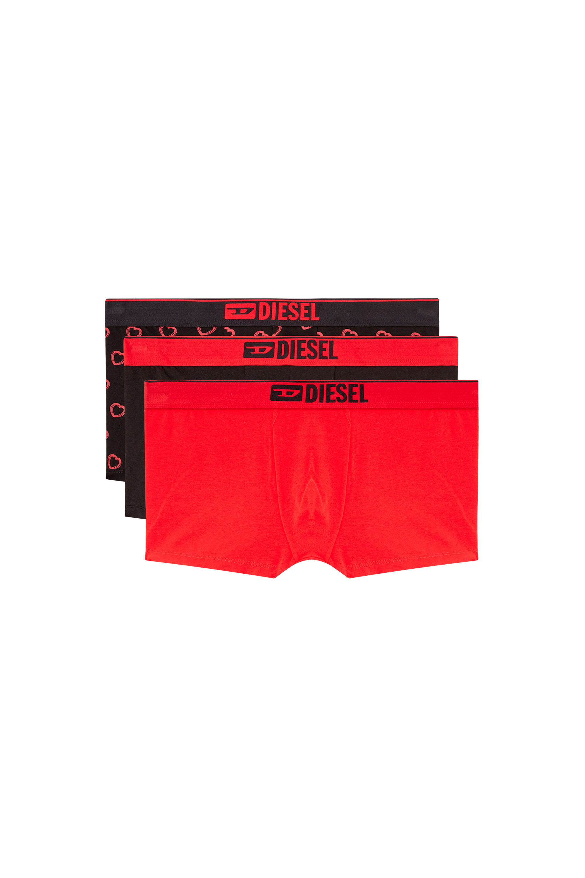 Diesel - DAMIEN-GFT-3PACK, Herren Retropants mit Herz-Motiv im Dreierpack in Rot/Schwarz - 2