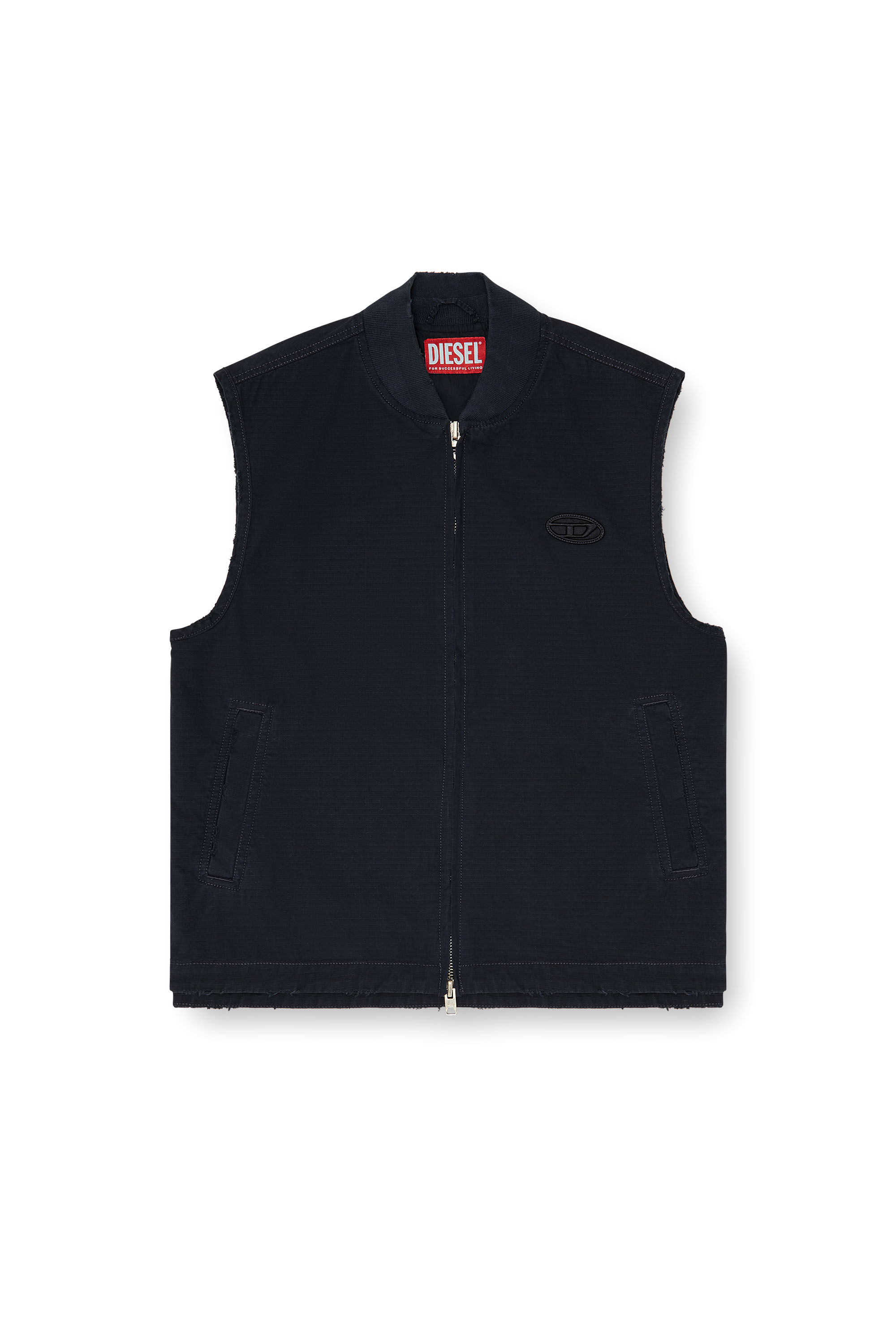 Diesel - J-TYPE-CO-SL, Herren Baumwoll-ripstop-Weste mit Oval D patch in Schwarz - 2
