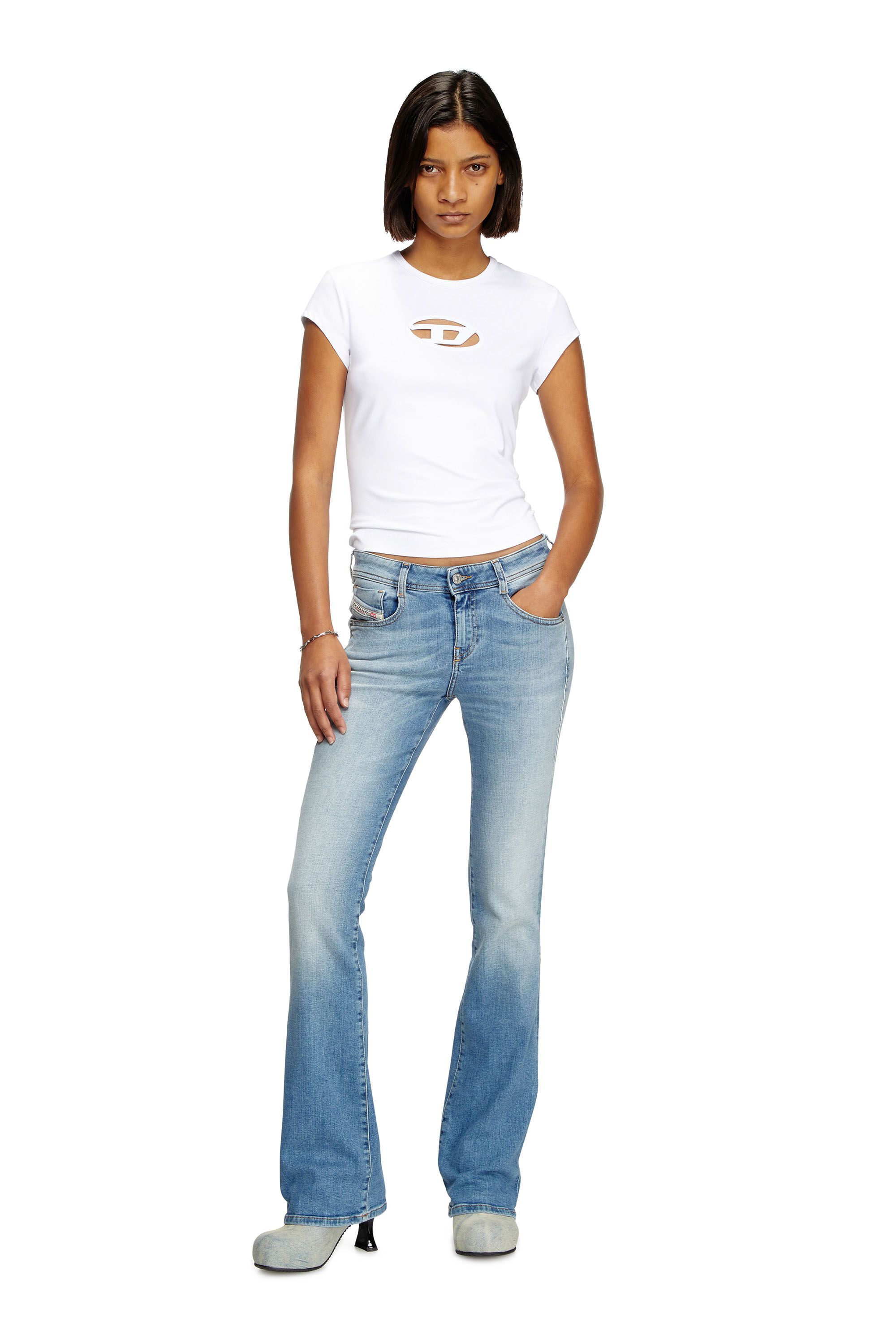 Diesel - T-ANGIE, Damen T-Shirt mit Cutout-Logo in Weiß - 1