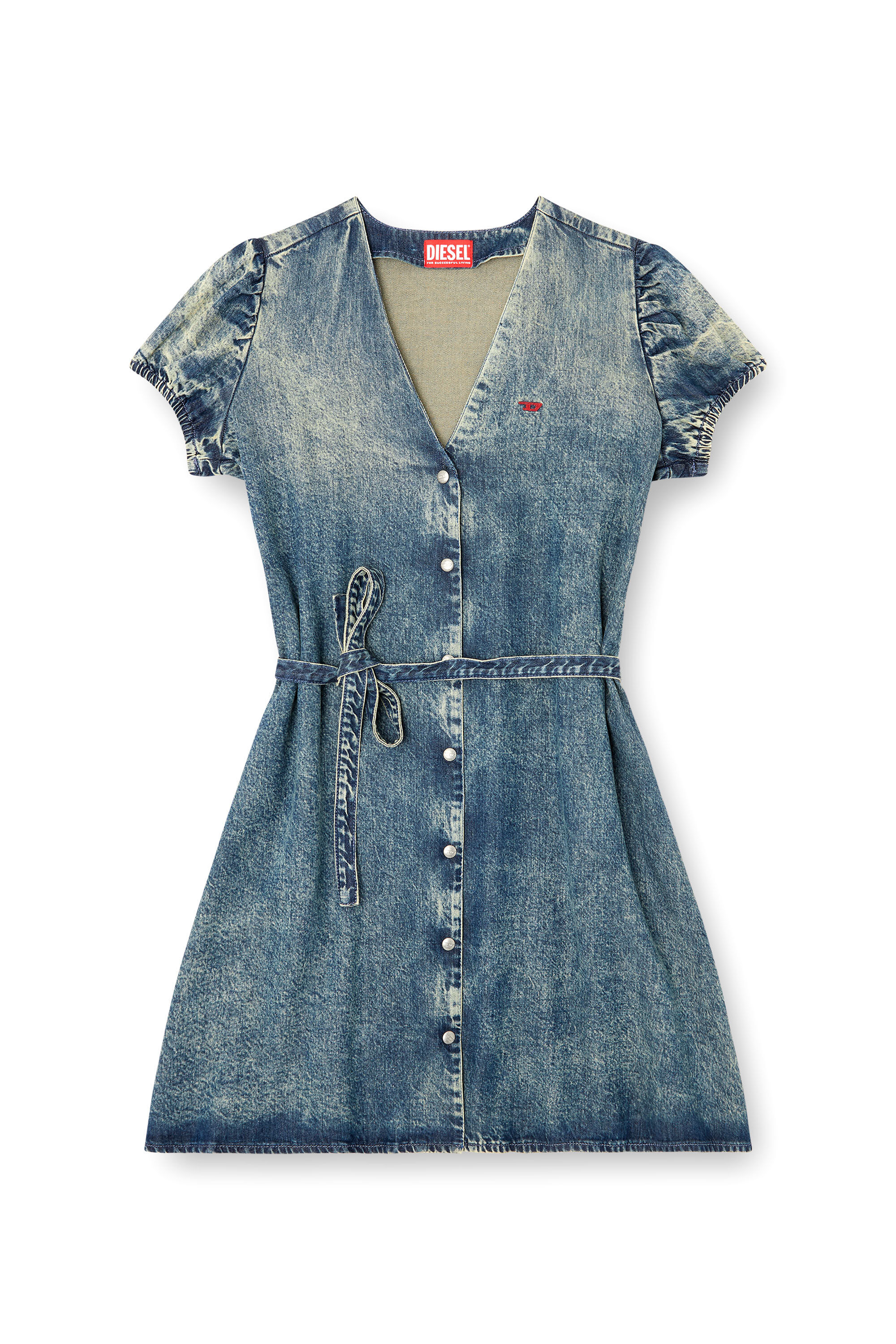 Diesel - DE-OLLISH-D, Damen Denimkleid mit Taillengürtel in Mittelblau - 2