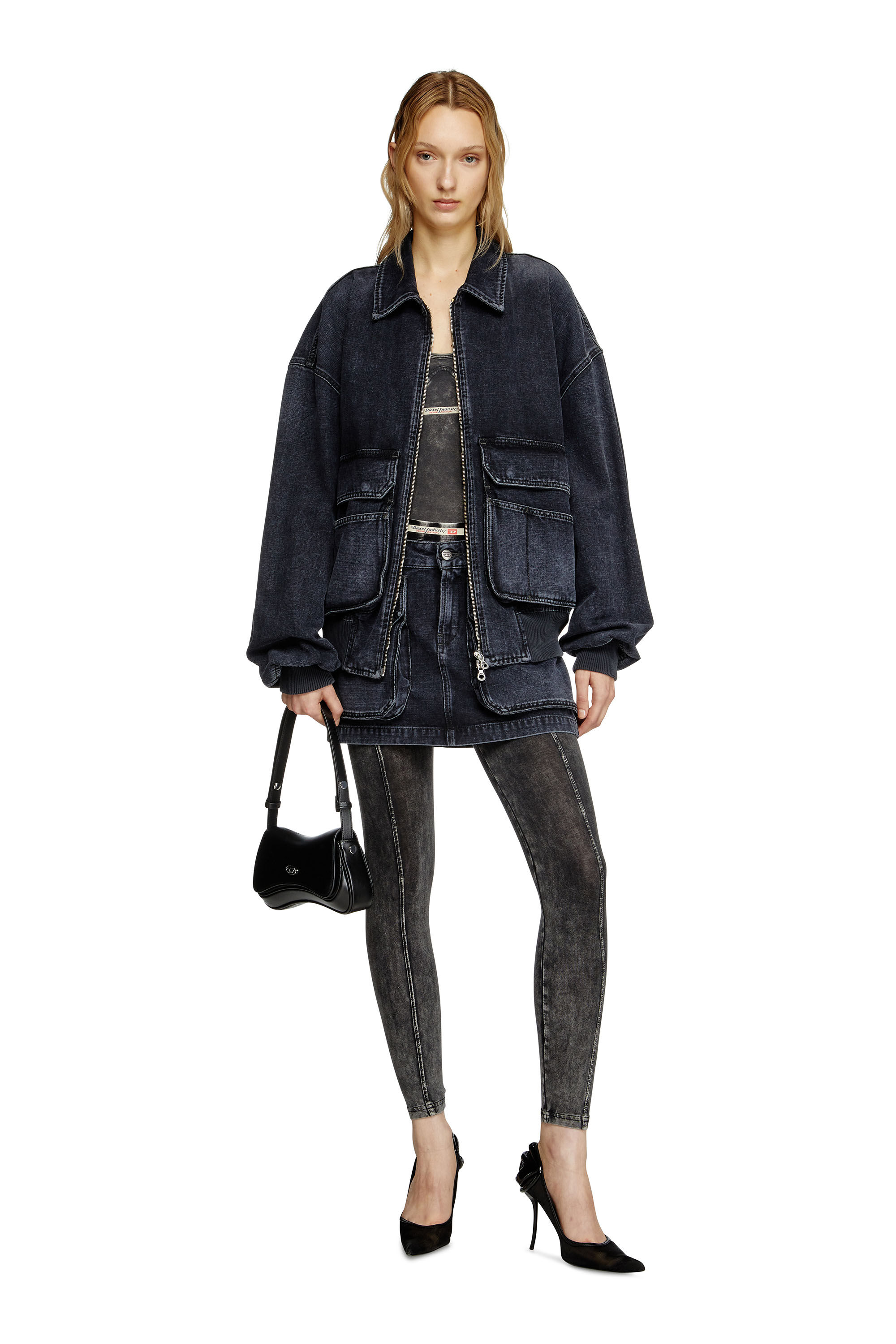 Diesel - DE-TON, Damen Mini-Rock aus Denim in Köperbindung in Schwarz - 1