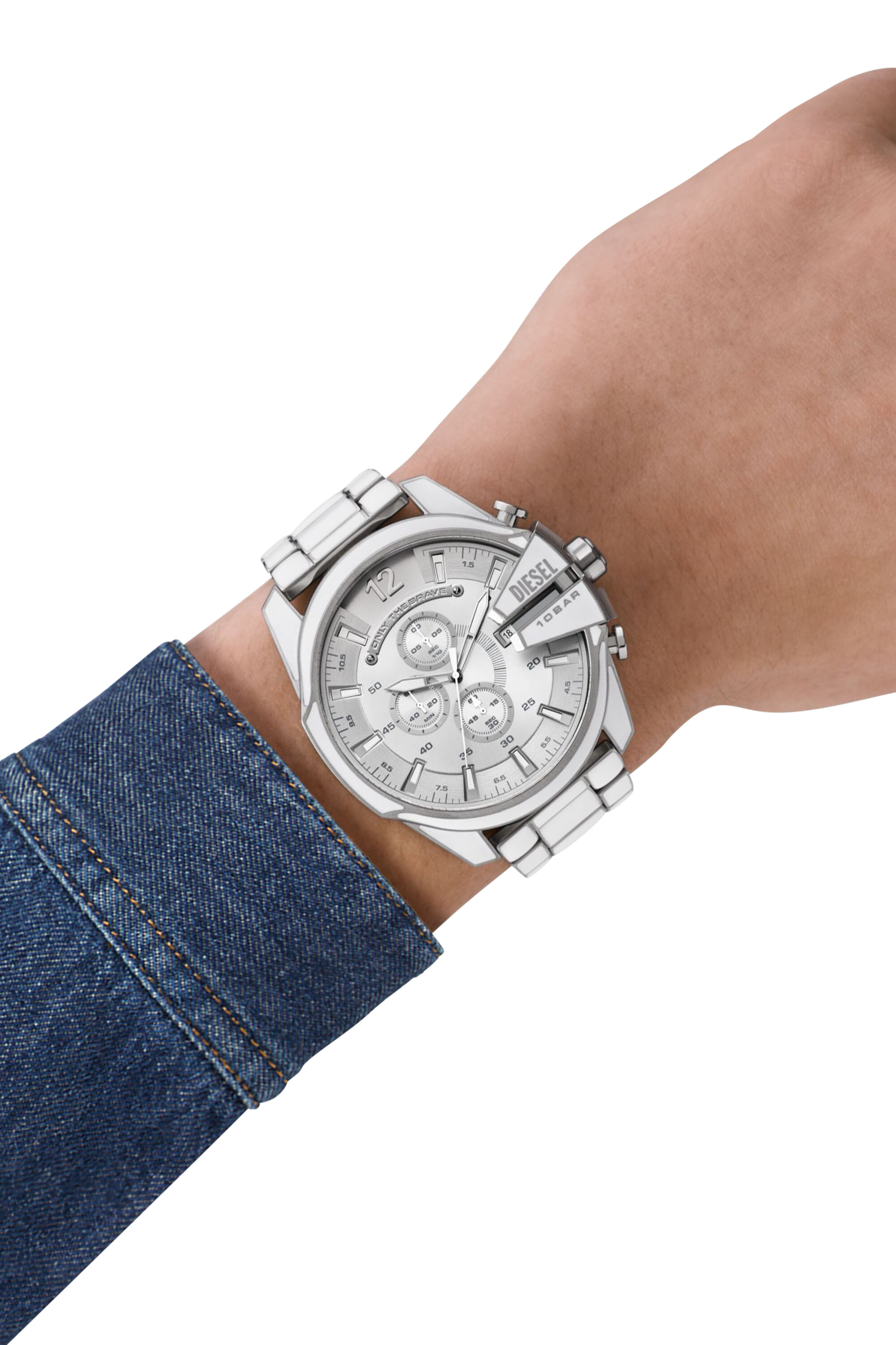 Diesel - DZ4660, Herren Mega Chief Armbanduhr aus Edelstahl mit weißen Akzenten in Silber - 4