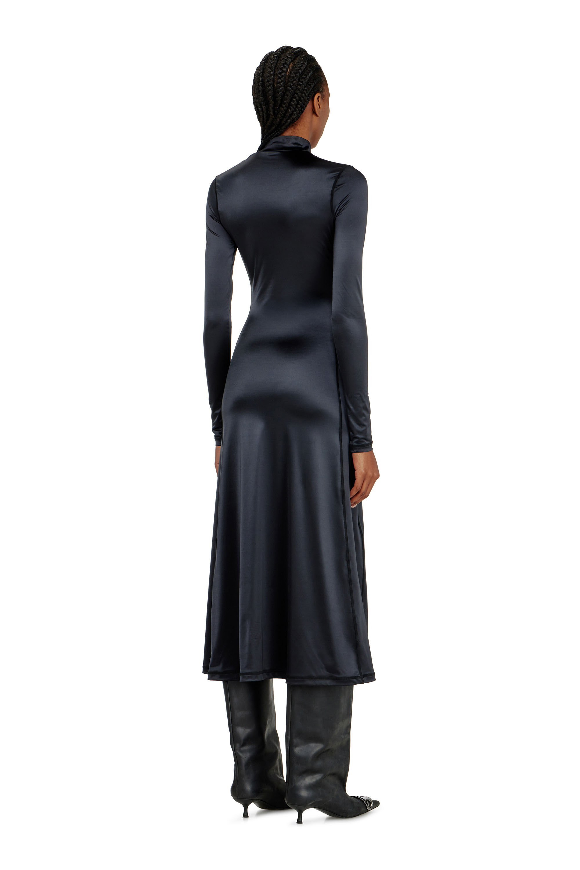 Diesel - D-UNGO, Woman's Fluid midi dress with turtle neck in Black - 4