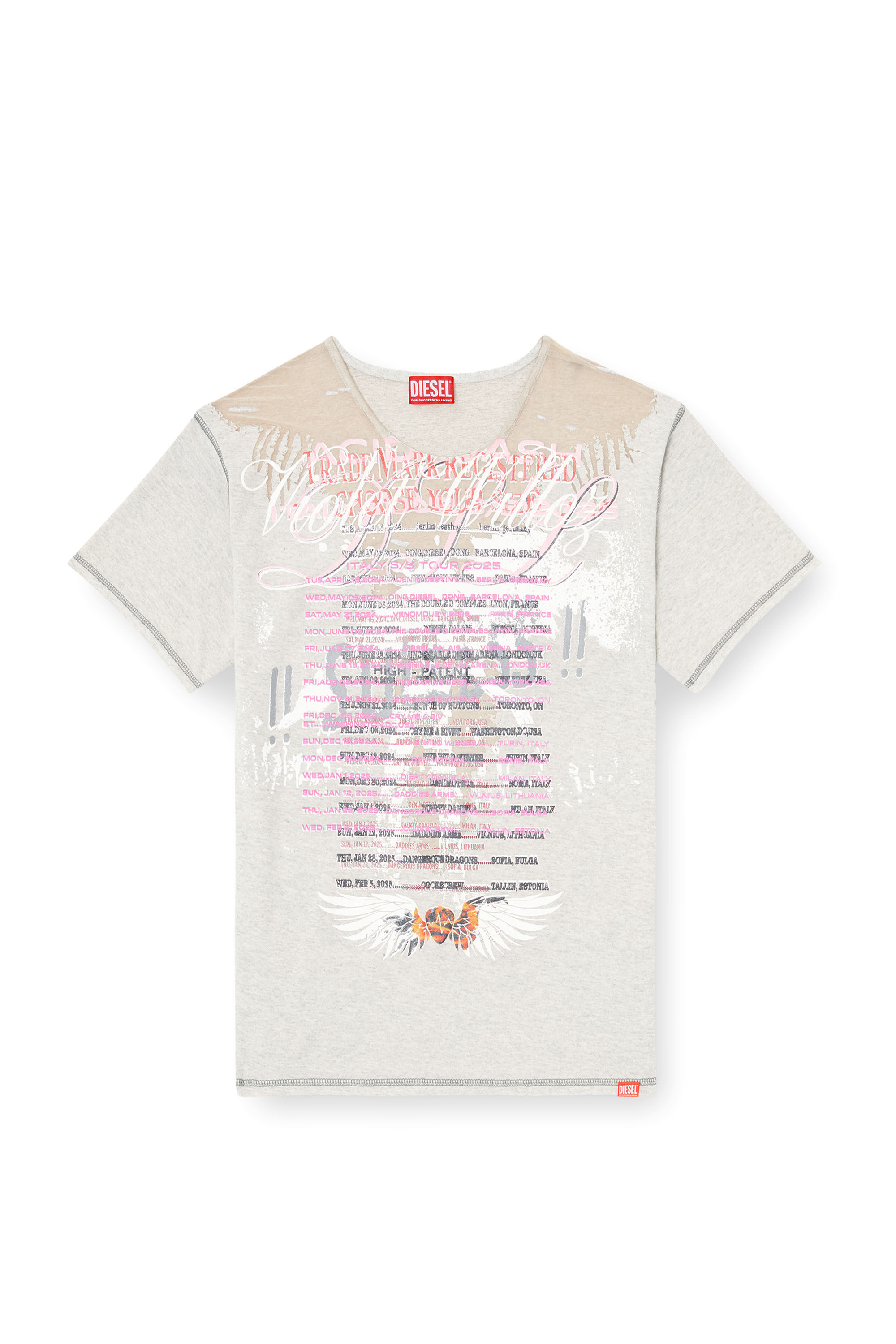 Diesel - T-NORMAC, Damen T-Shirt mit Rundhalsausschnitt und Text-Print in Grau - 2