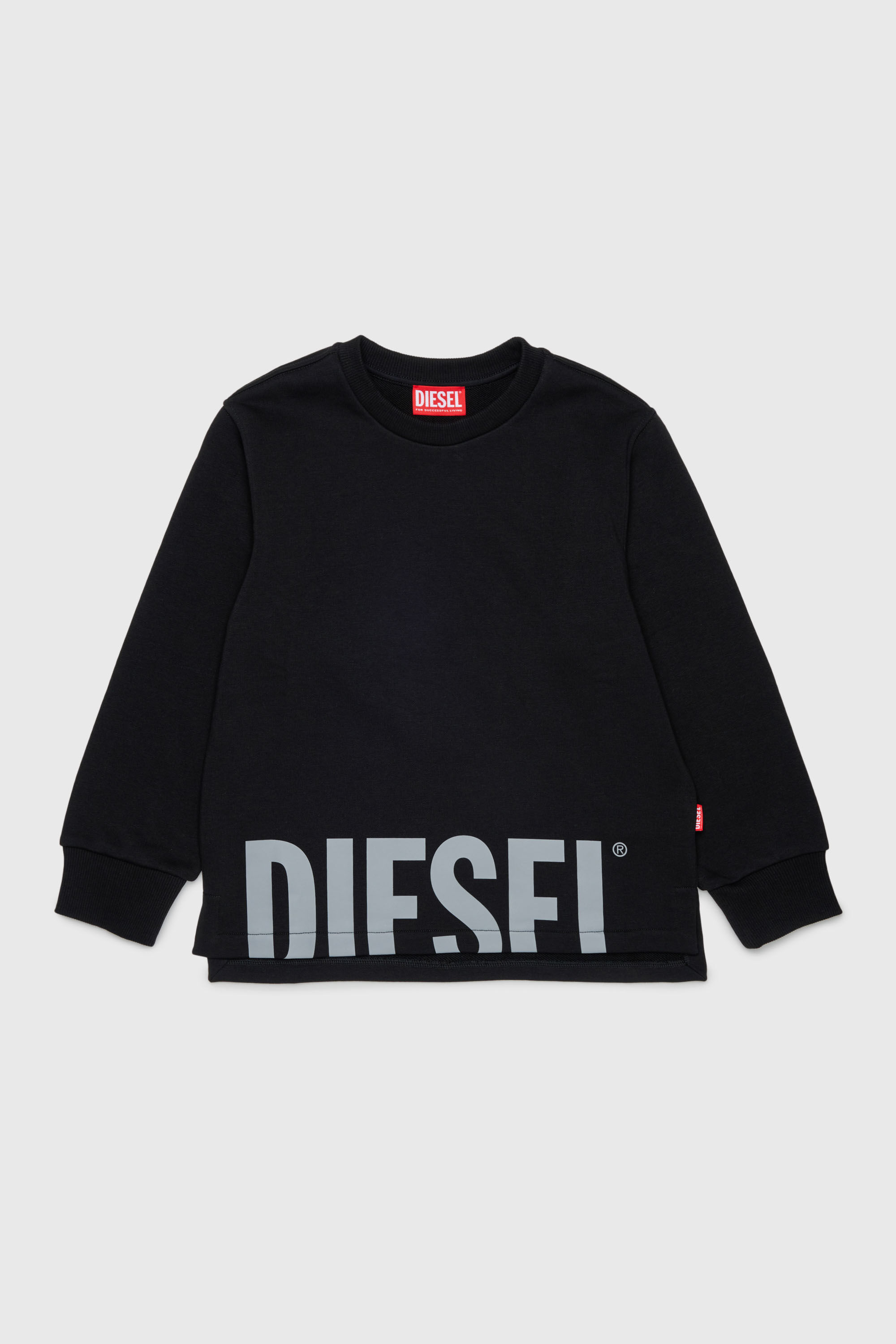Diesel - SRES OVER, Herren Sweatshirt mit abgeschnittenem Logo-Print in Schwarz - 1
