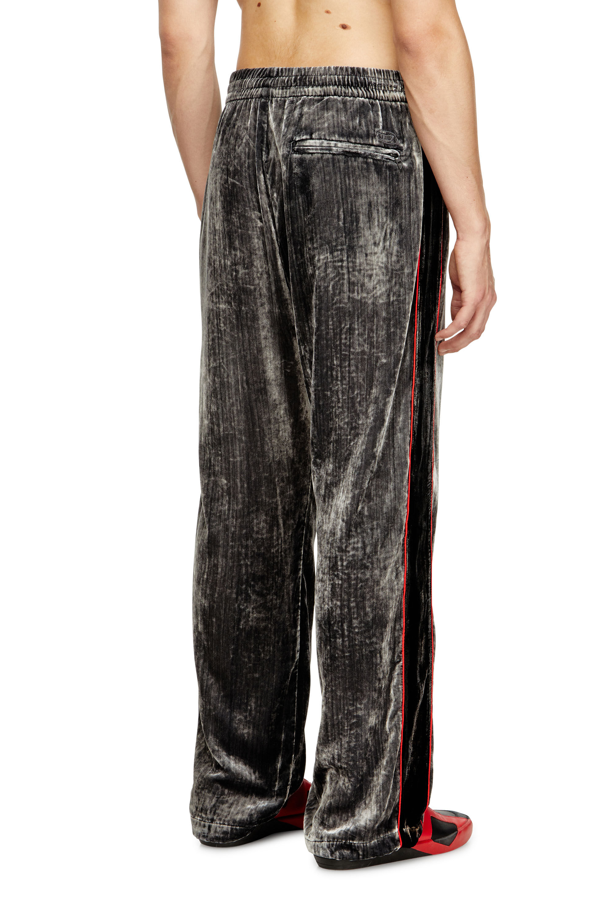 Diesel - P-HAY, Man's Track pants in treated velvet in Dark grey - 4