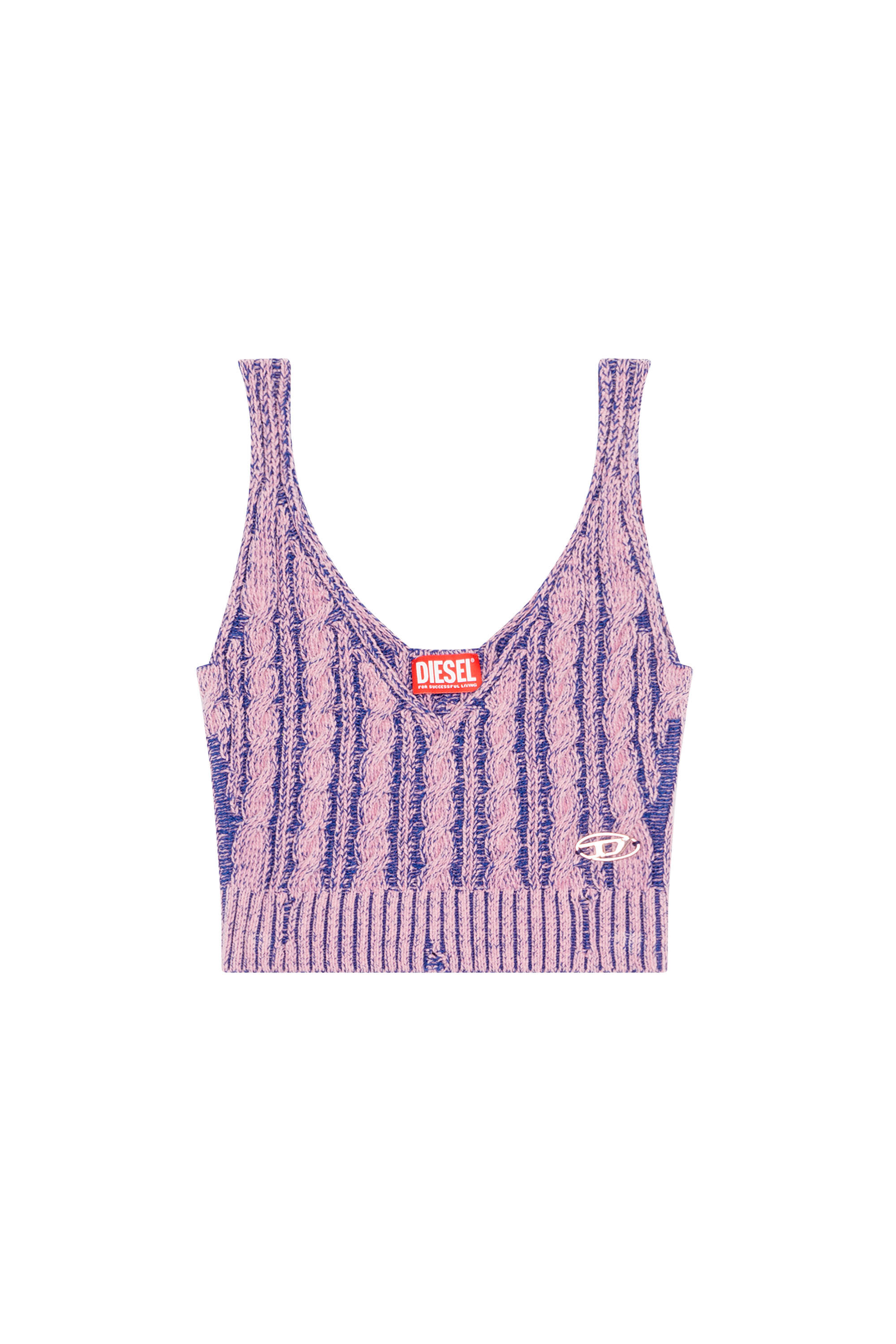 Diesel - M-MILOS, Damen Kurztop aus Zopfstrick-Chenille in Lila - 2