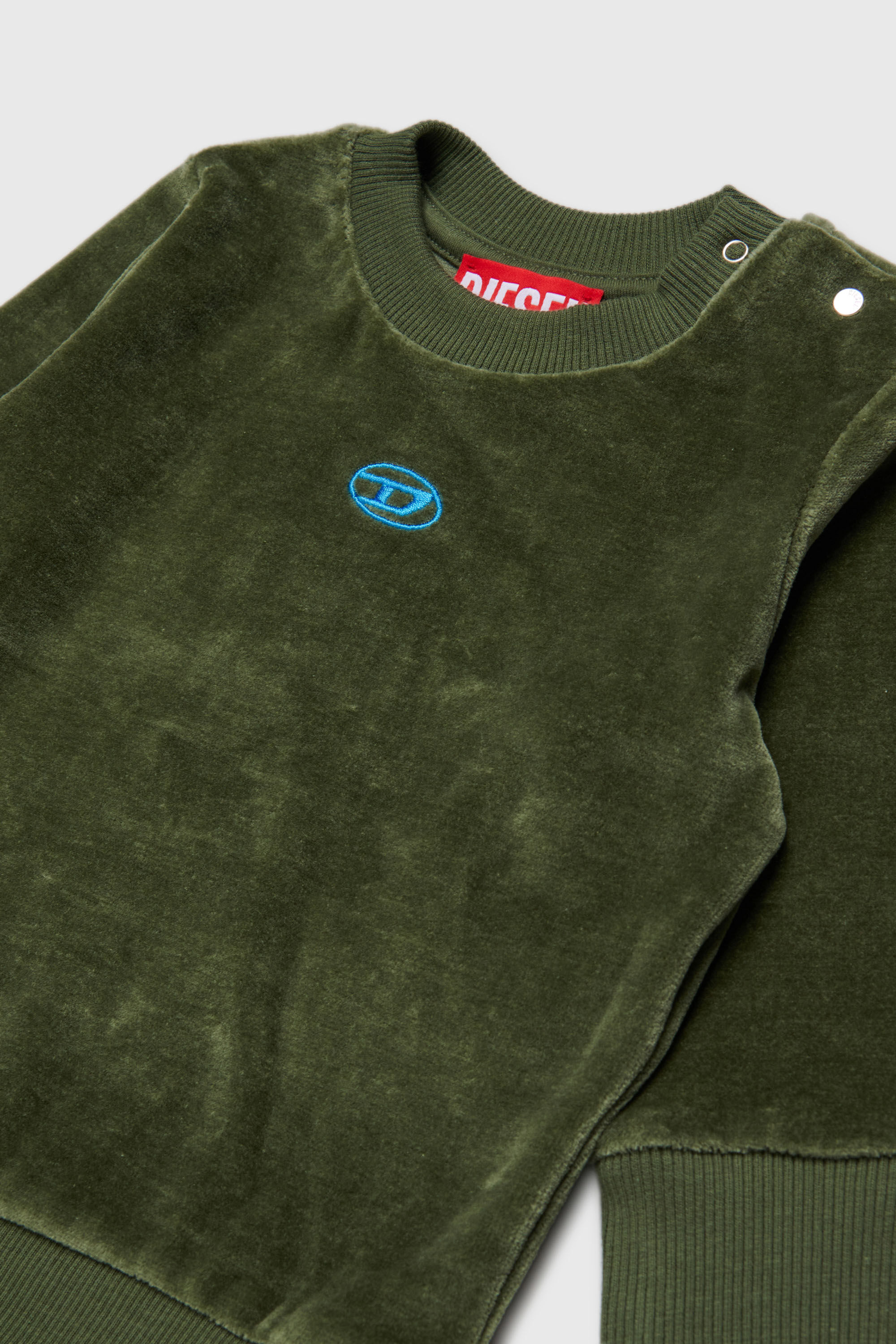 Diesel - SHENIB, Herren Sweatshirt aus Samt mit Oval D Stickerei in Gr&uuml;n - 3