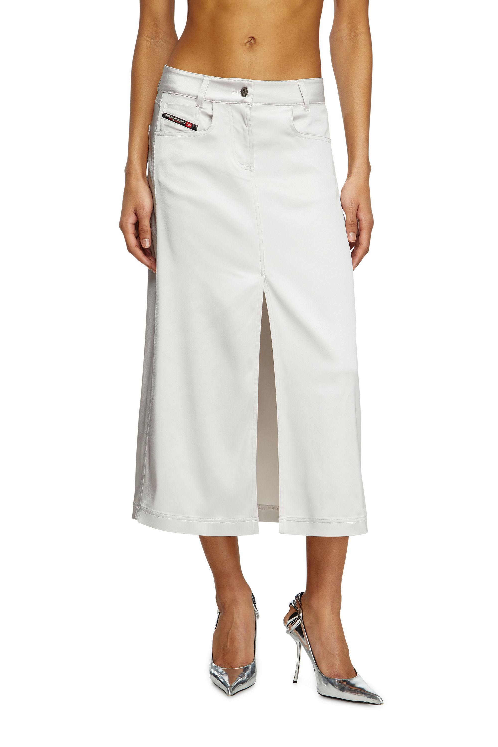 Diesel - O-EBBEY, Damen Midi-Kleid aus Stretch-Satin in Weiß - 3