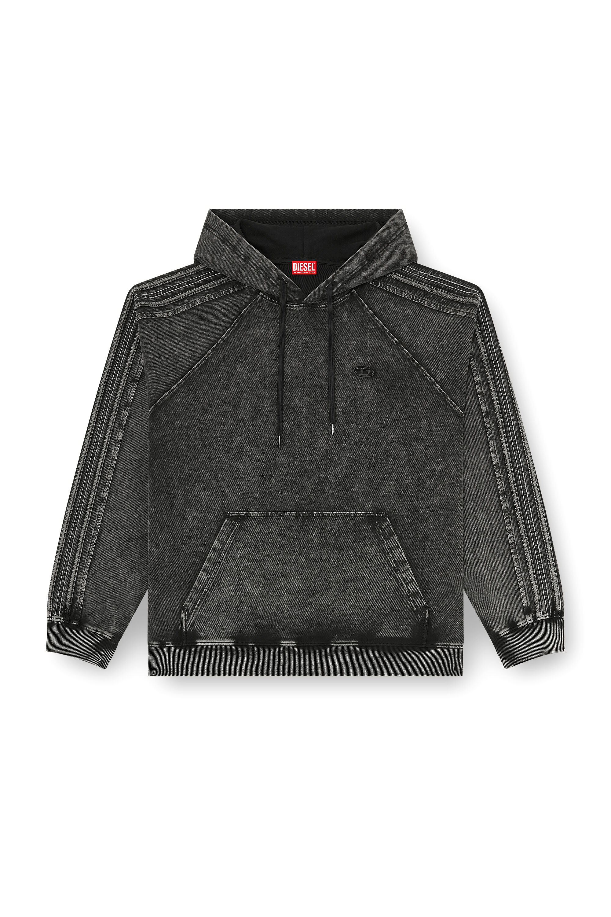 Diesel - S-ALTBOXT-HOOD, Herren Kapuzensweatshirt aus gewaschener Baumwolle mit Oval D Stickerei in Schwarz/Dunkelgrau - 2